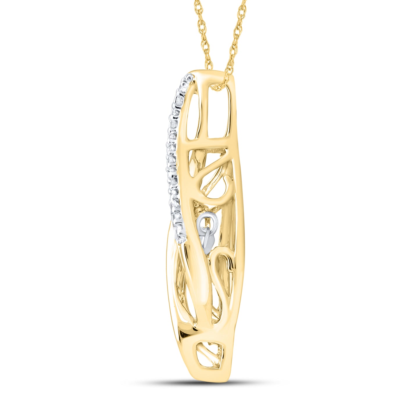 10K Yellow Gold 0.10 CTW Diamond Pendant  with chain