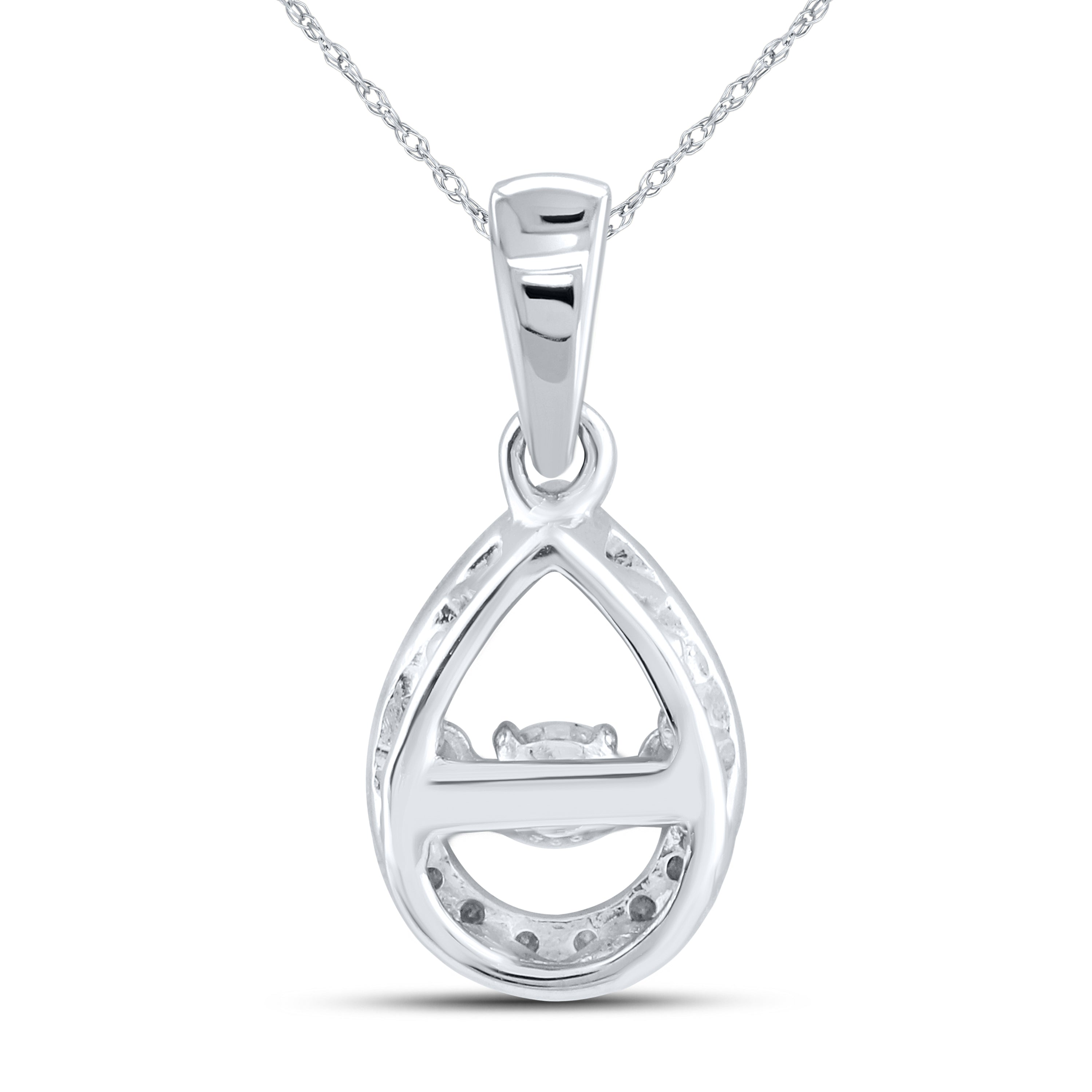 10kt White Gold 0.20 CTW Natural Diamond  Pendant with 18-inch Chain
