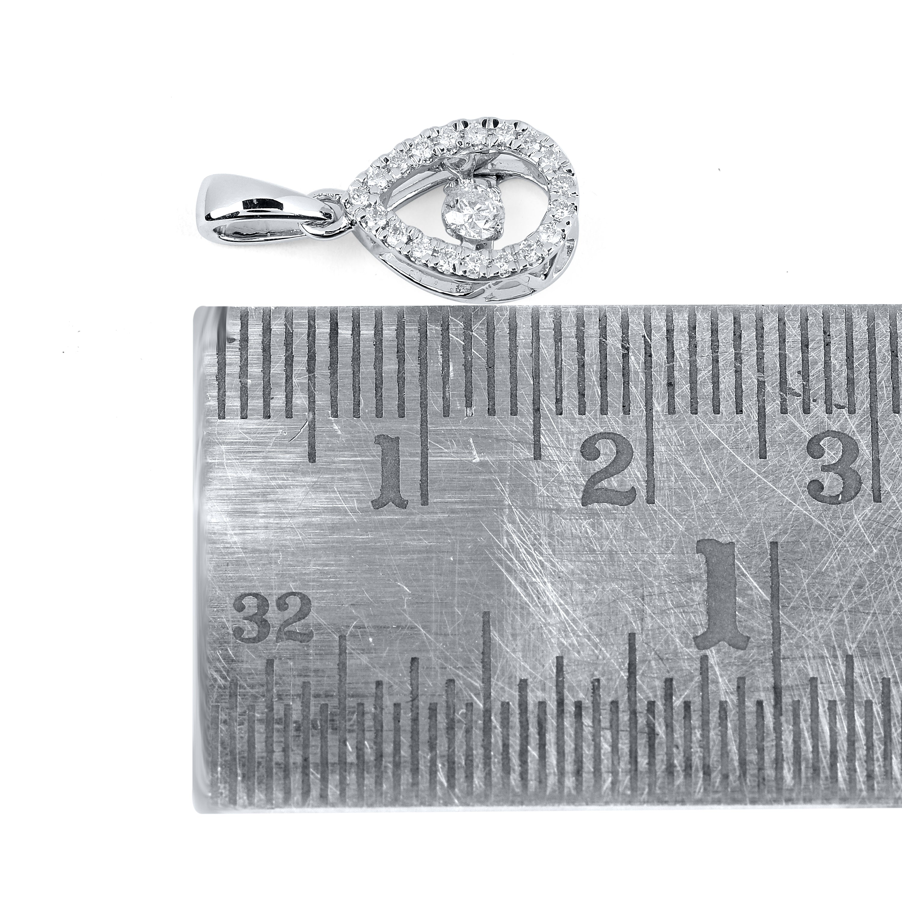 10kt White Gold 0.20 CTW Natural Diamond  Pendant with 18-inch Chain