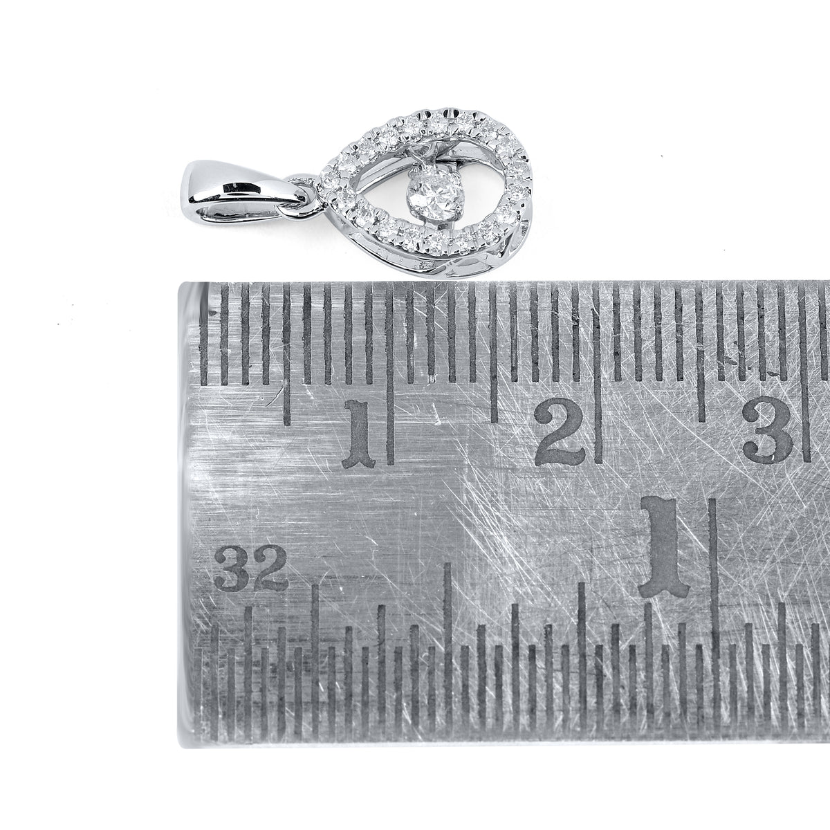 10kt White Gold 0.20 CTW Natural Diamond  Pendant with 18-inch Chain