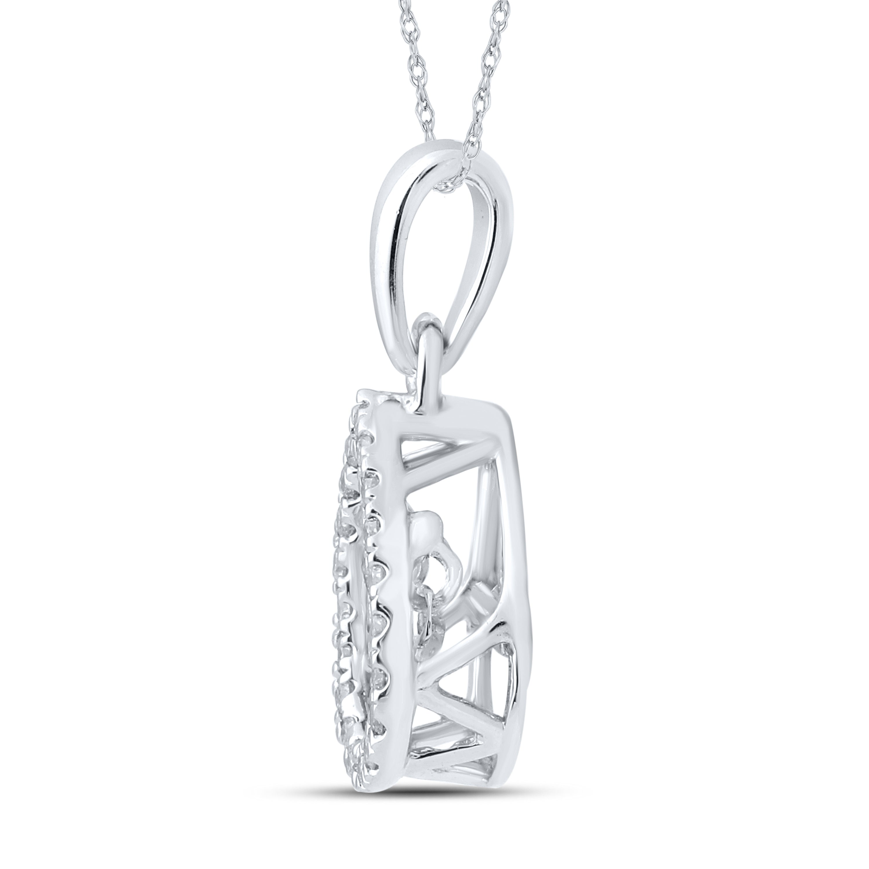 10kt White Gold 0.20 CTW Natural Diamond  Pendant with 18-inch Chain