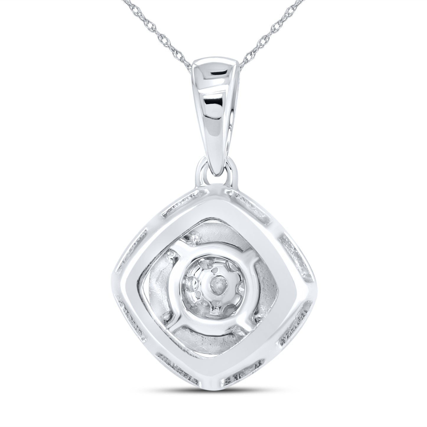 14kt White Gold 0.16 CTW Natural Diamond Pendant with 18 inch Chain