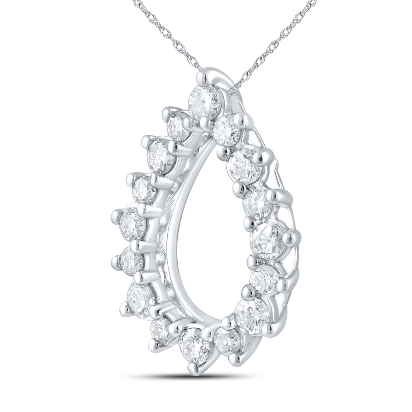14kt White Gold 0.25 CTW Natural Diamond  Pendant with 18-inch Chain