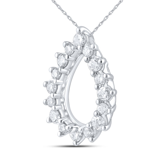 14kt White Gold 0.25 CTW Natural Diamond  Pendant with 18-inch Chain