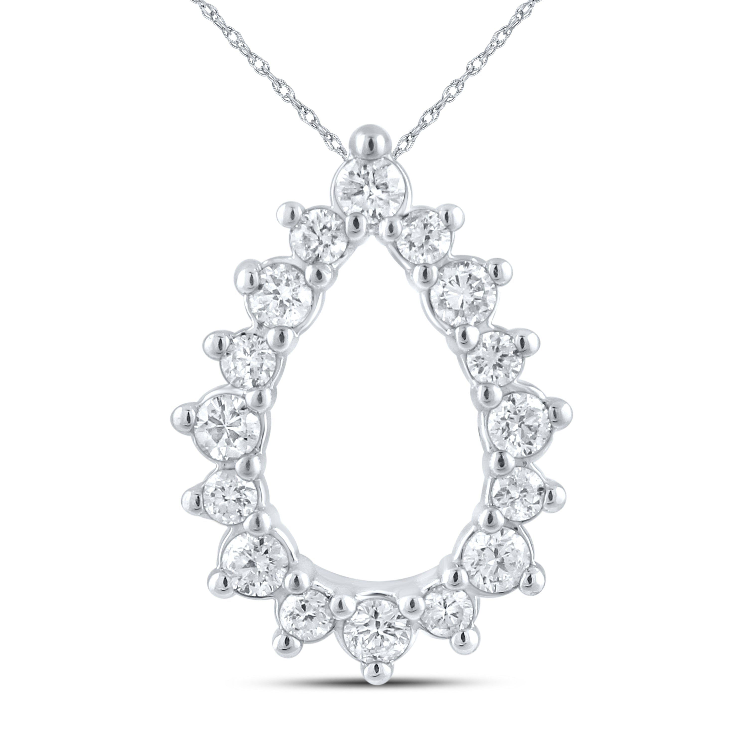 14kt White Gold 0.25 CTW Natural Diamond  Pendant with 18-inch Chain
