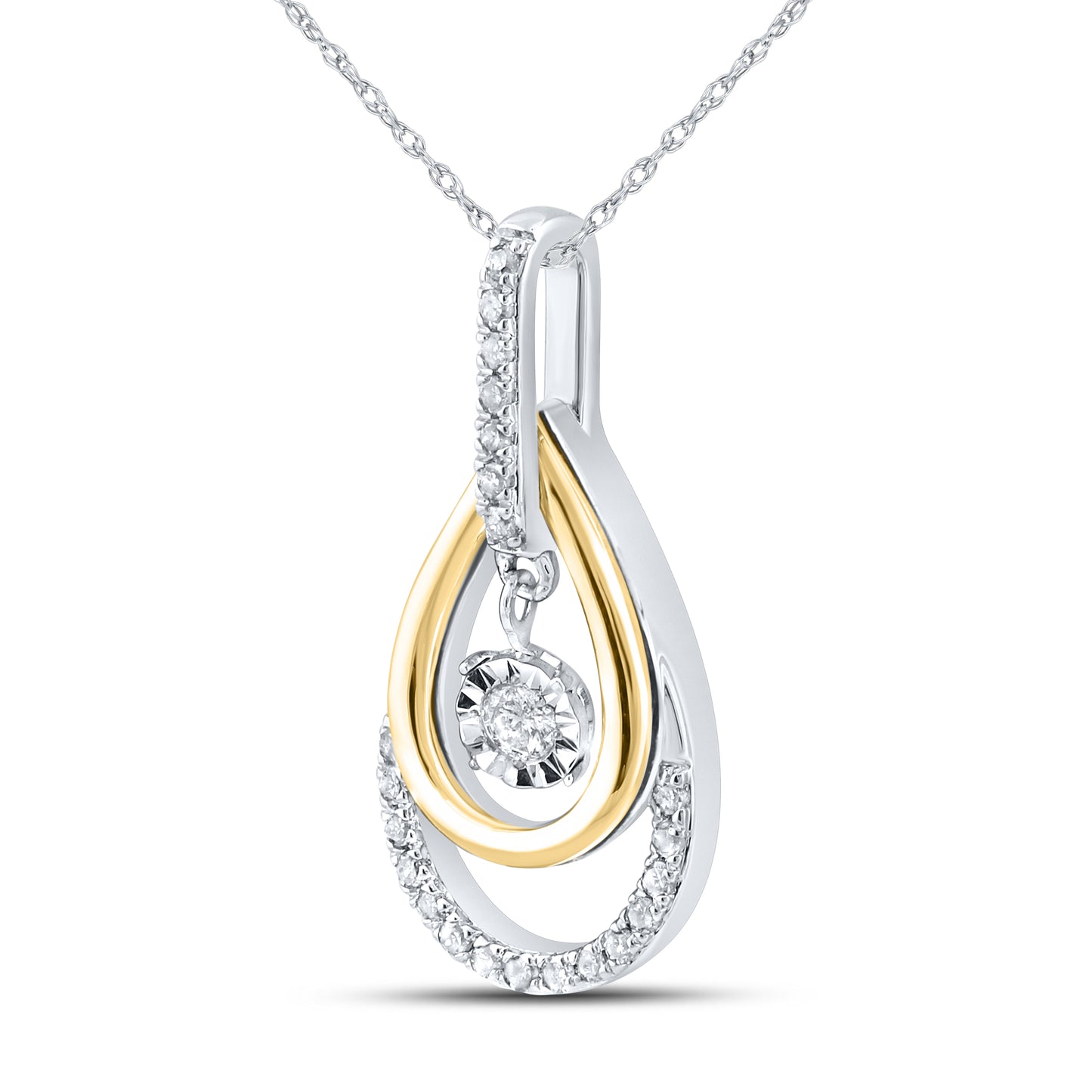 10kt Yellow Gold 0.12 CTW Natural Diamond  Pendant with 18-inch Chain