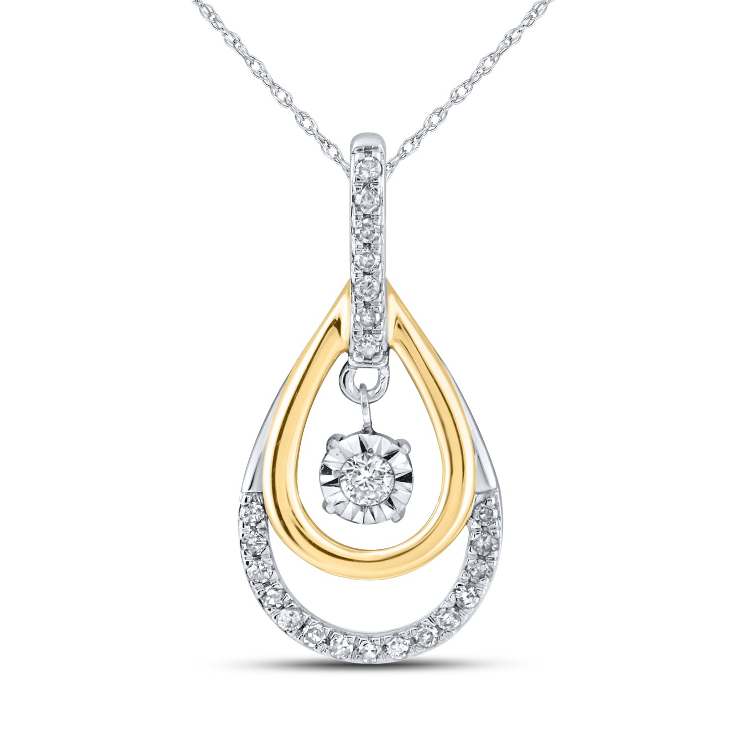 10kt Yellow Gold 0.12 CTW Natural Diamond  Pendant with 18-inch Chain