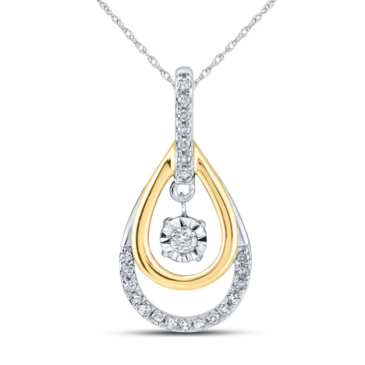 10kt Yellow Gold 0.12 CTW Natural Diamond  Pendant with 18-inch Chain