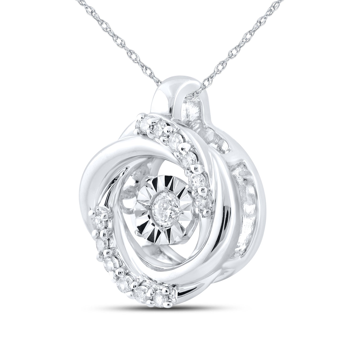 10kt White Gold 0.10 CTW Natural Diamond Pendant with 18-inch Chain