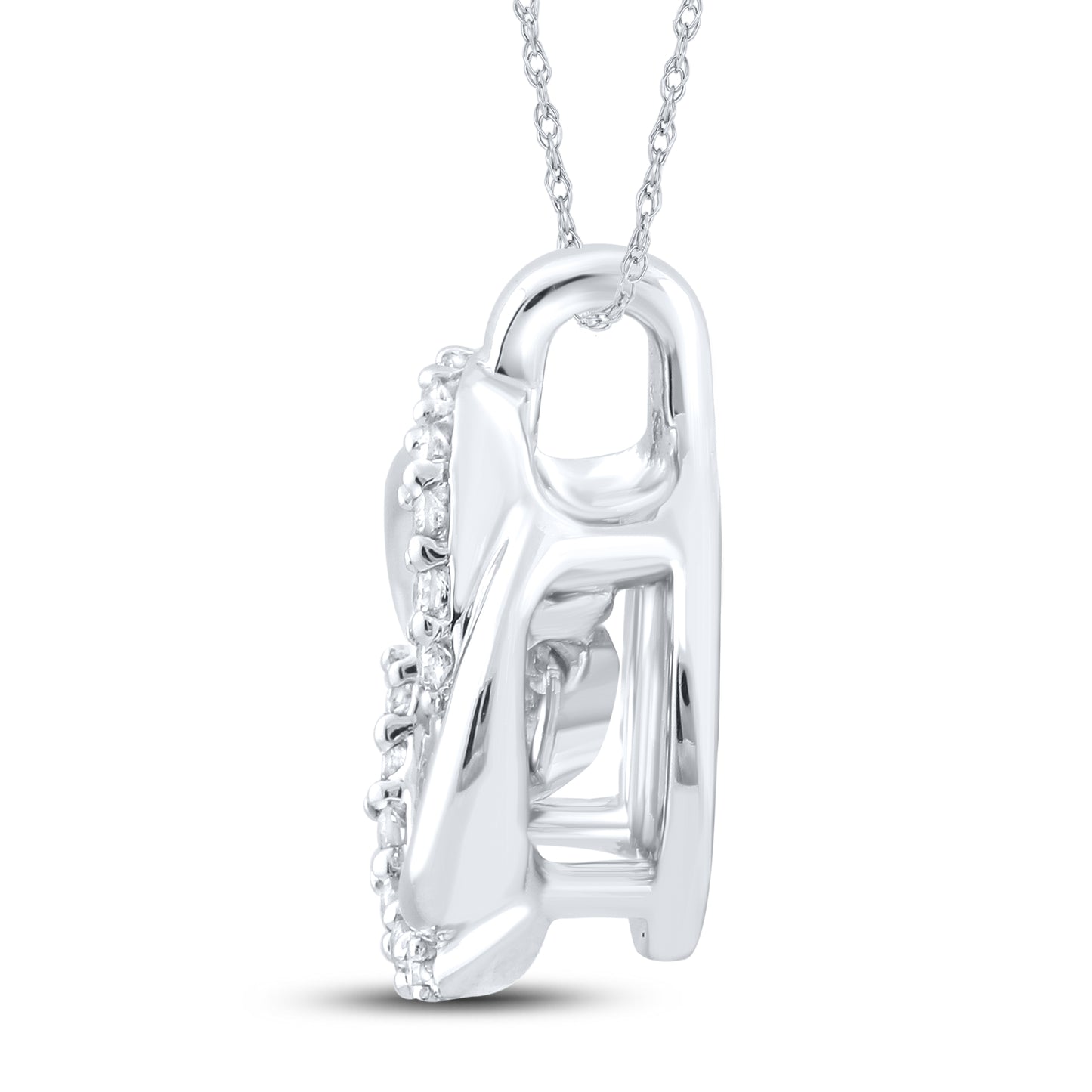 10kt White Gold 0.10 CTW Natural Diamond Pendant with 18-inch Chain