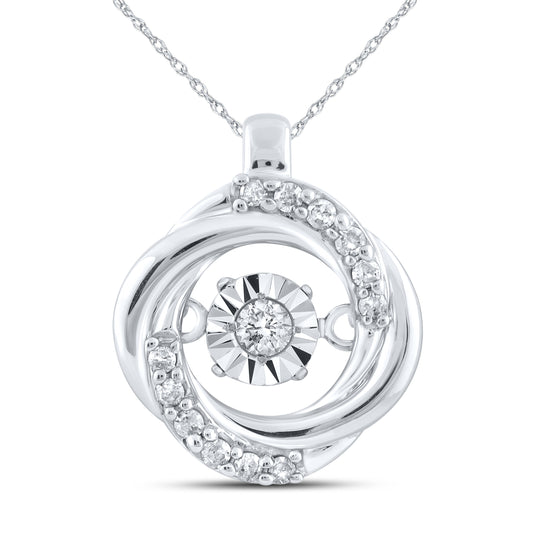 10kt White Gold 0.10 CTW Natural Diamond Pendant with 18-inch Chain