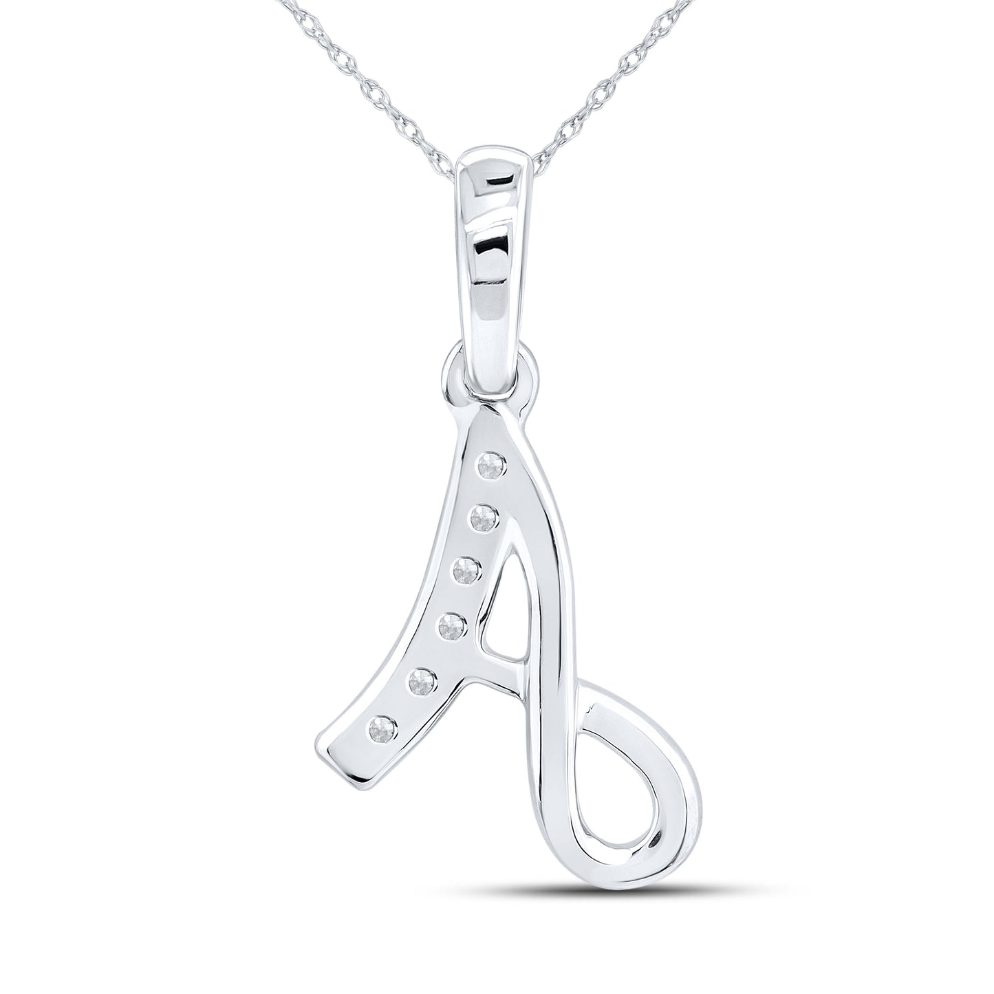 10KT WHITE GOLD 0.04 CTW NATURAL DIAMOND INITIAL A