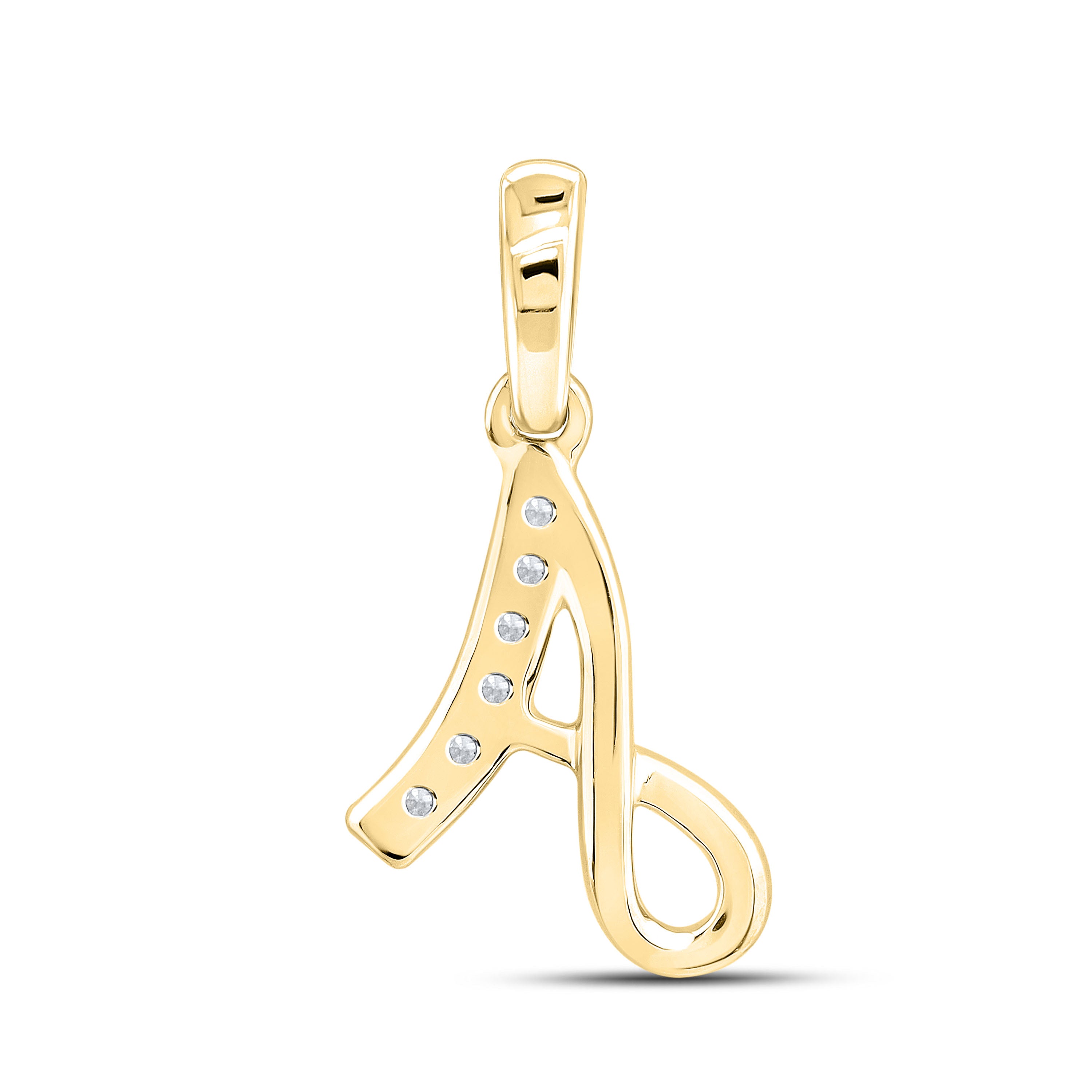 10KT Yellow gold 0.04 CTW Diamond Initial A Pendant