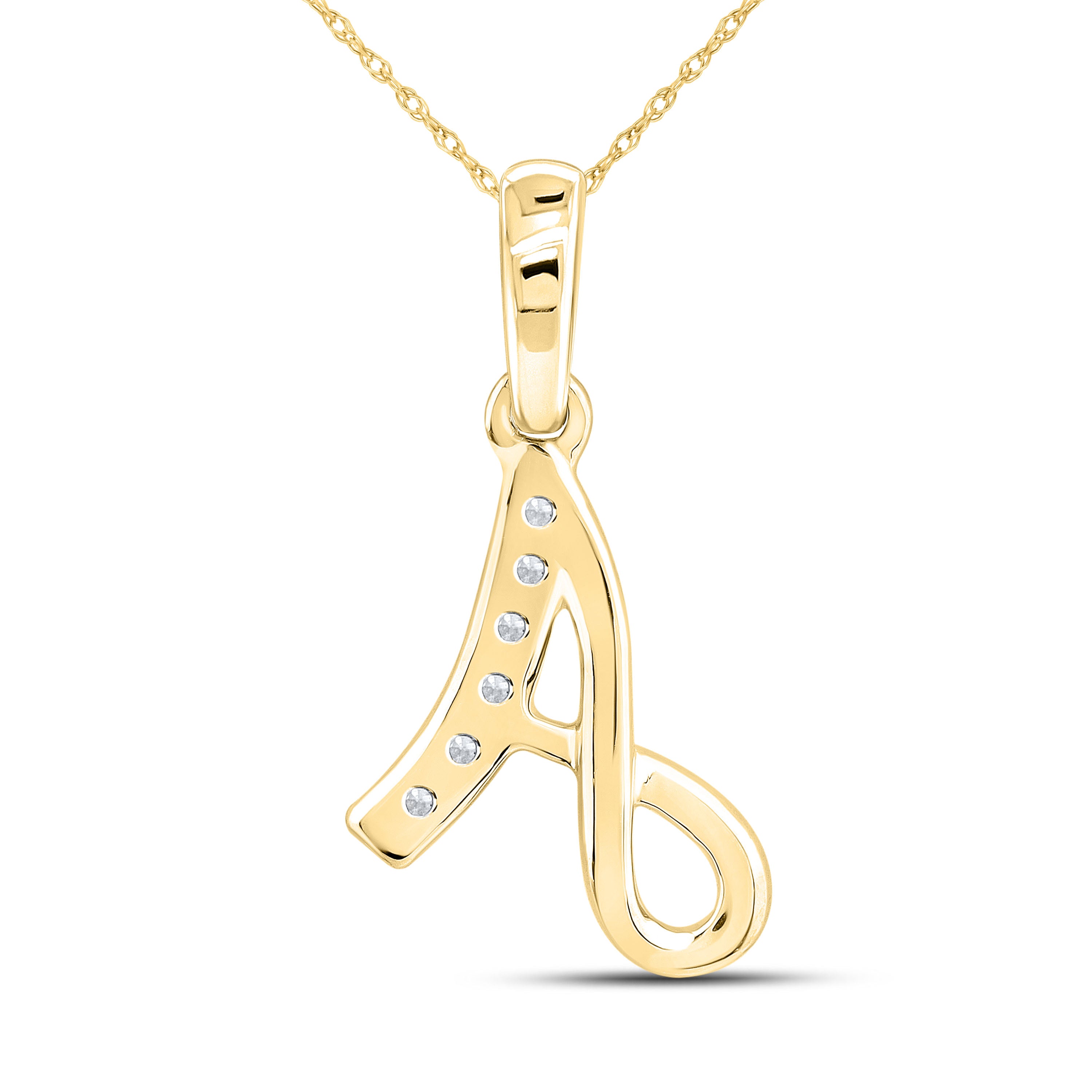 10KT Yellow gold 0.04 CTW Diamond Initial A Pendant