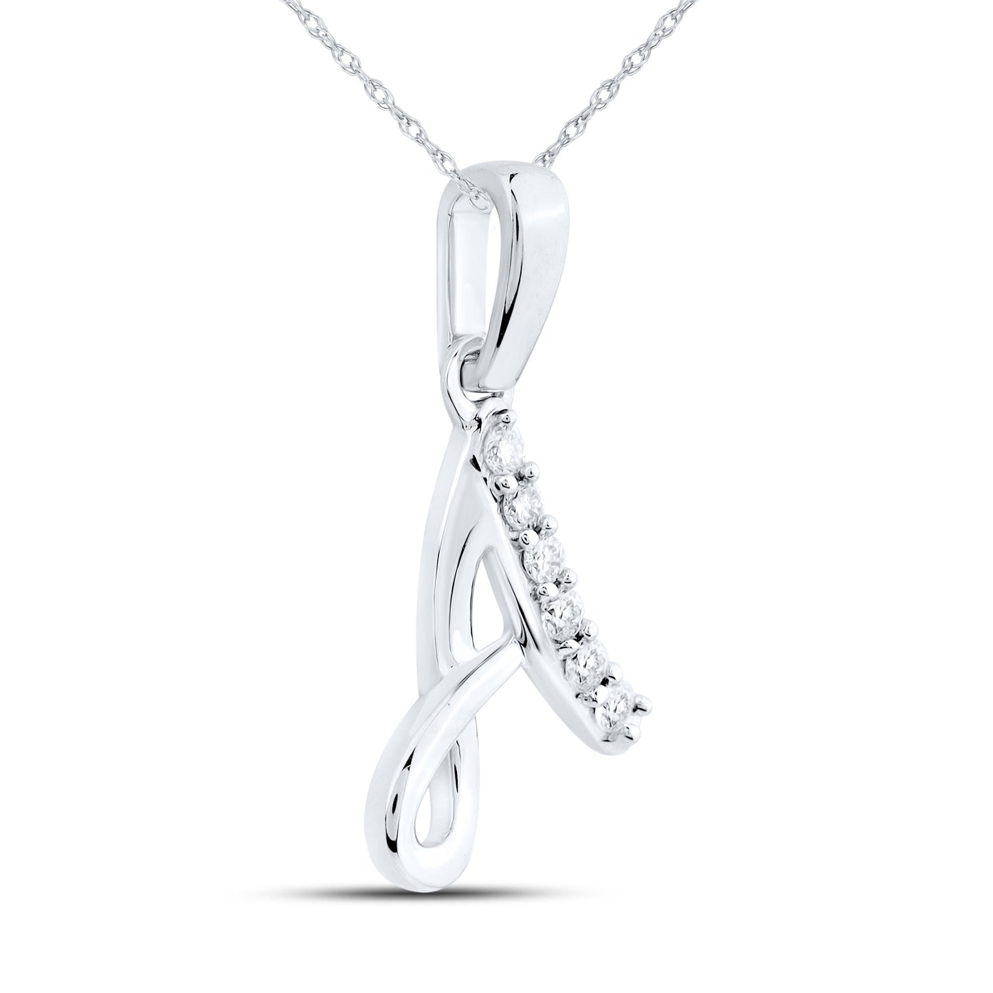 10KT WHITE GOLD 0.04 CTW NATURAL DIAMOND INITIAL A
