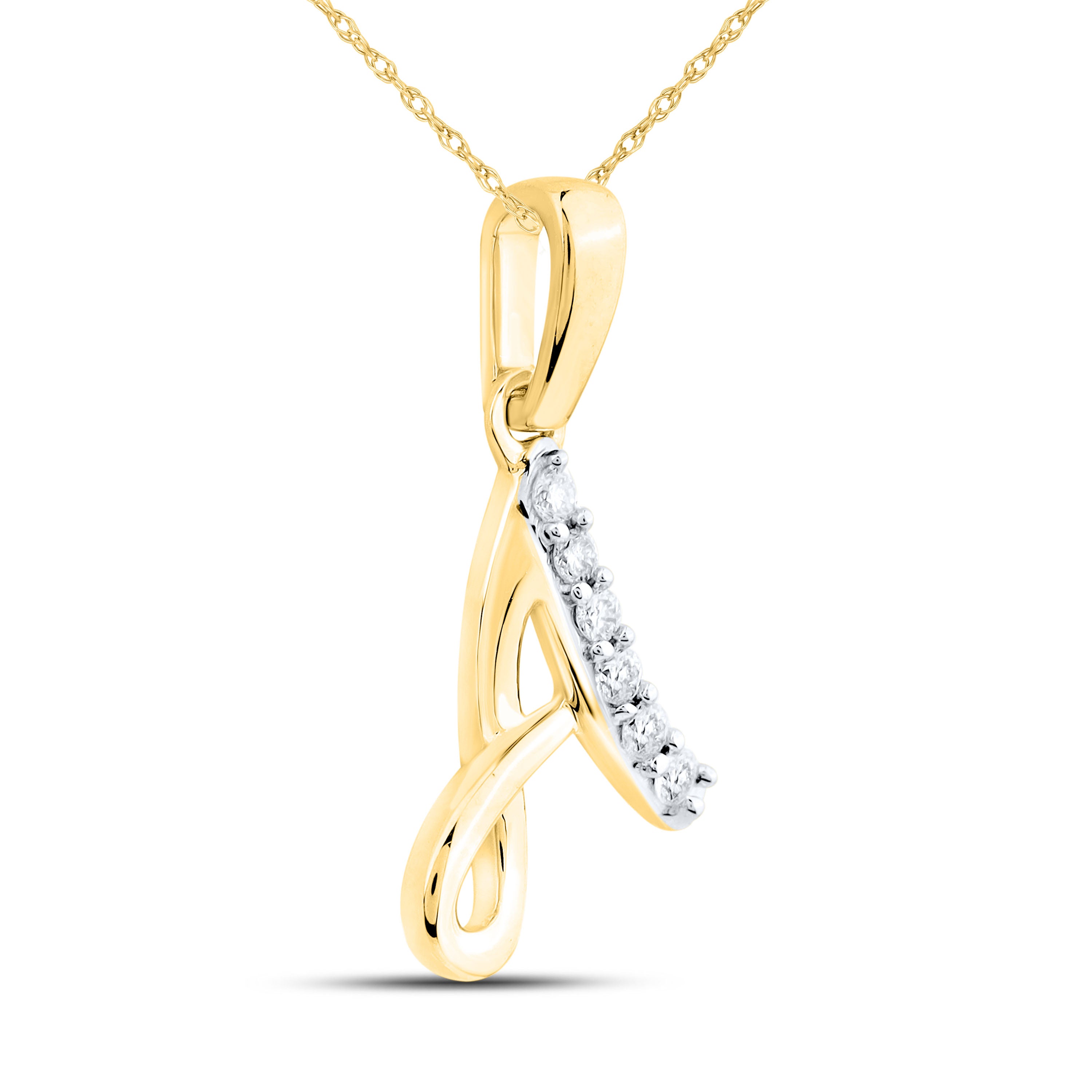10KT Yellow gold 0.04 CTW Diamond Initial A Pendant