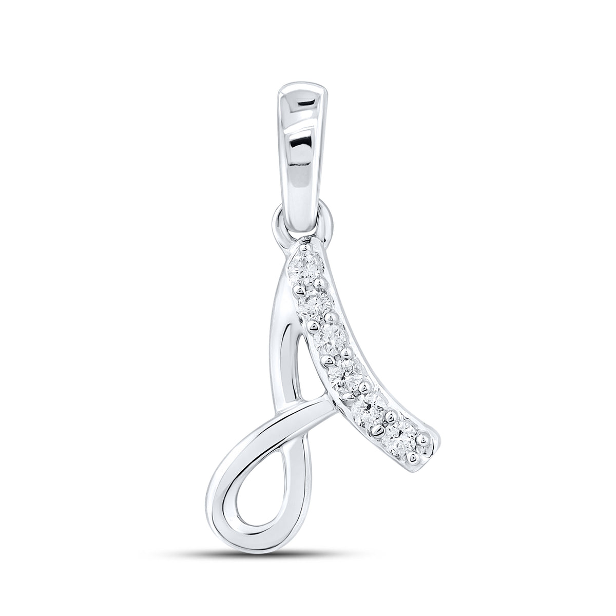 10KT WHITE GOLD 0.04 CTW NATURAL DIAMOND INITIAL A