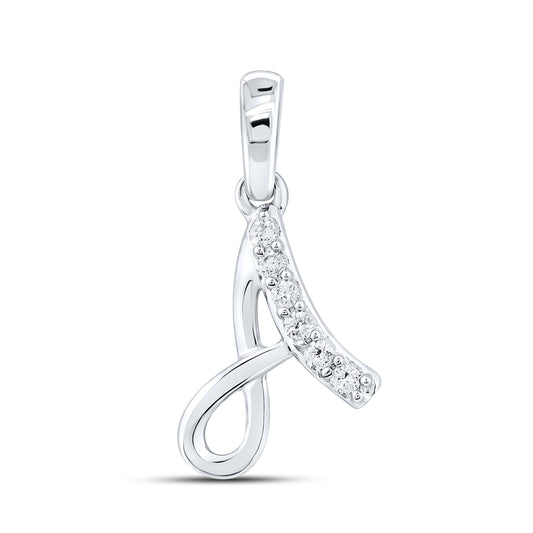 10KT WHITE GOLD 0.04 CTW NATURAL DIAMOND INITIAL A