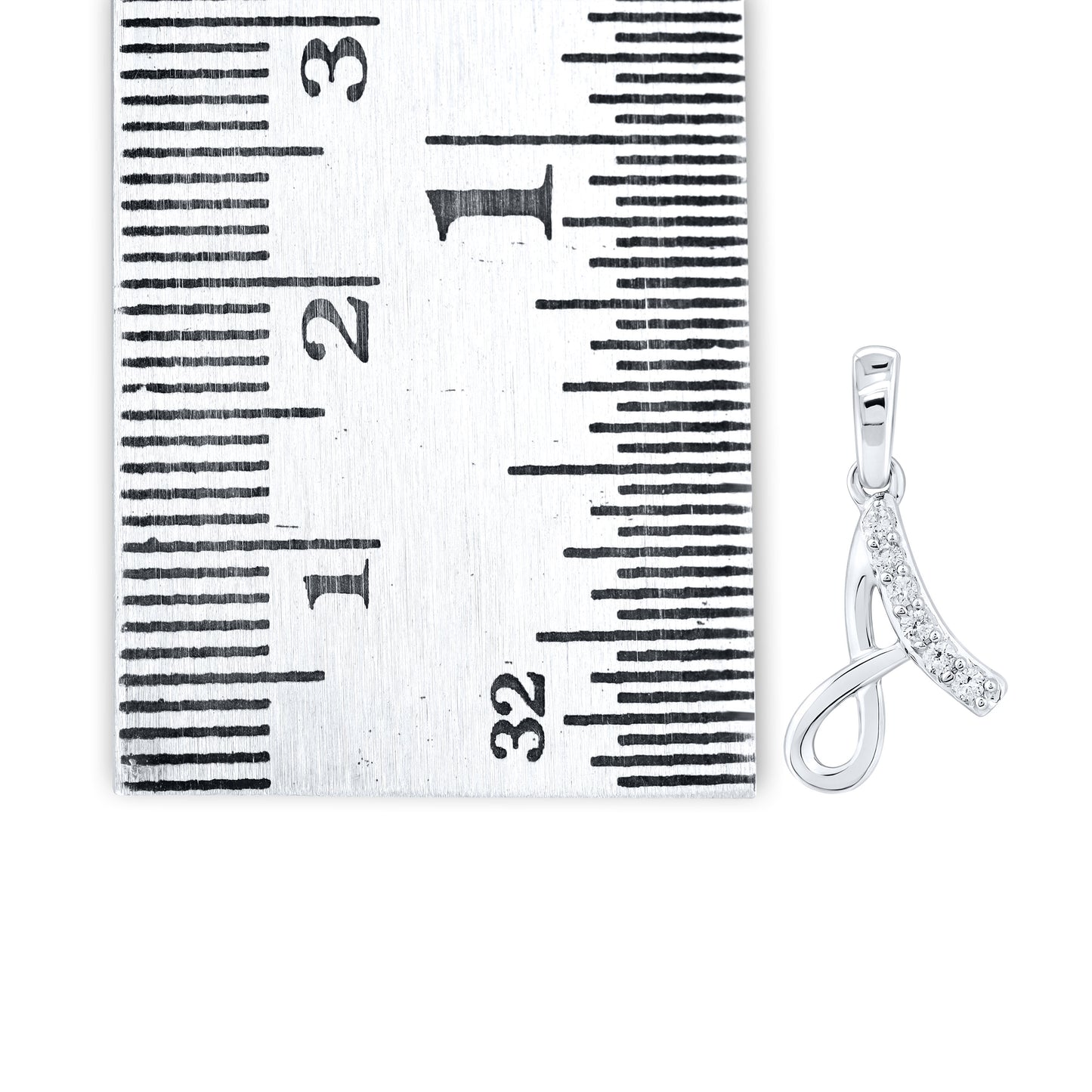 10KT WHITE GOLD 0.04 CTW NATURAL DIAMOND INITIAL A