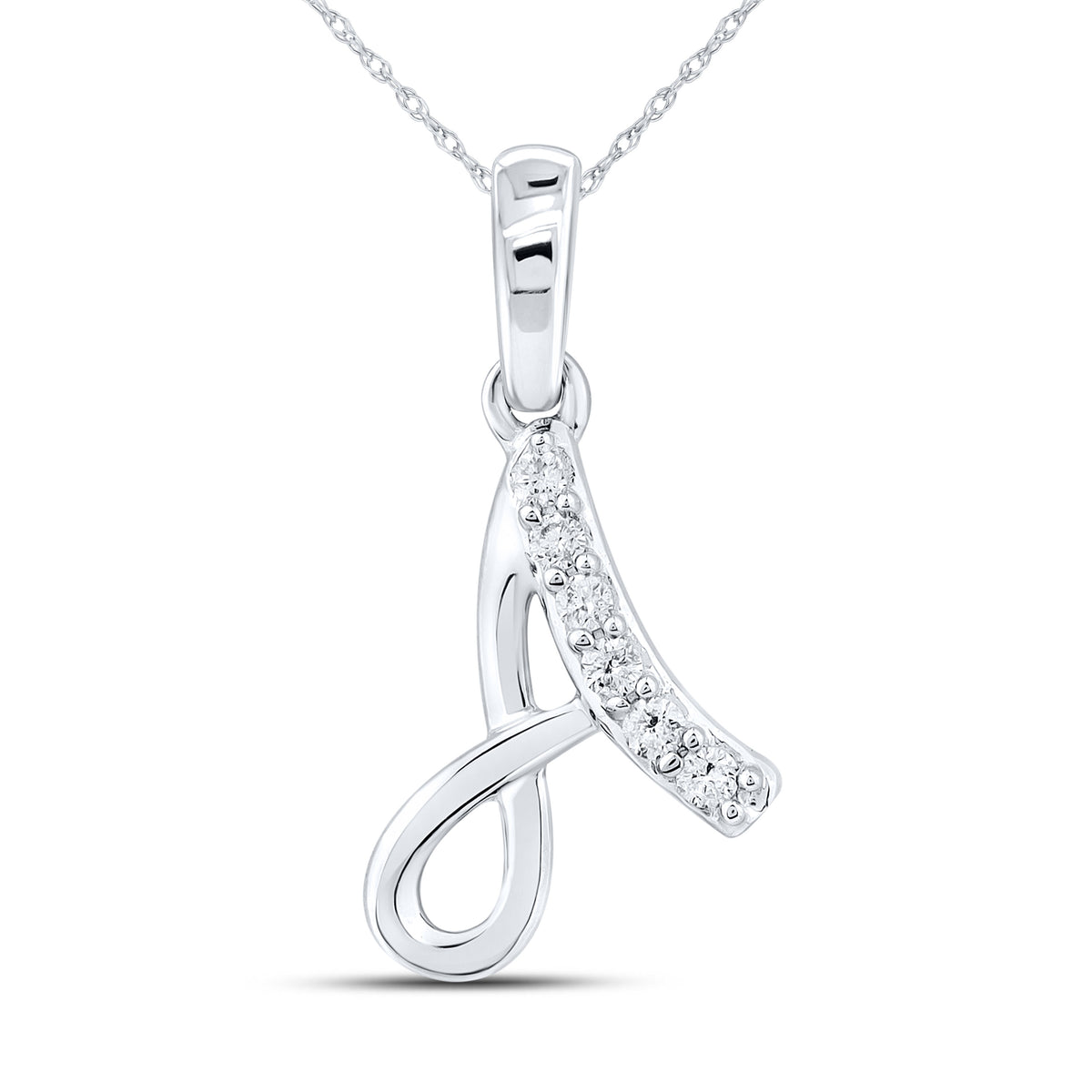 10KT WHITE GOLD 0.04 CTW NATURAL DIAMOND INITIAL A