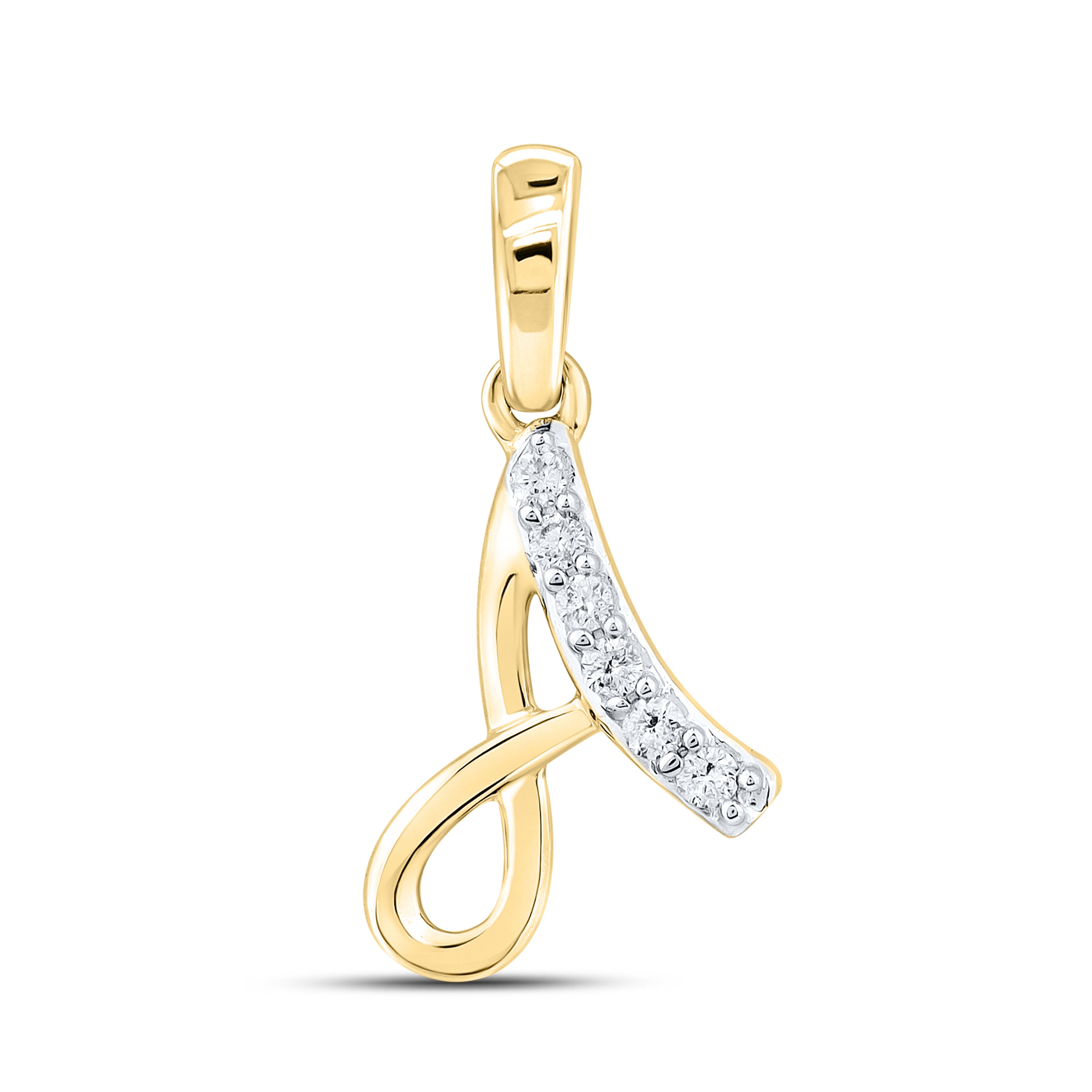 10KT Yellow gold 0.04 CTW Diamond Initial A Pendant
