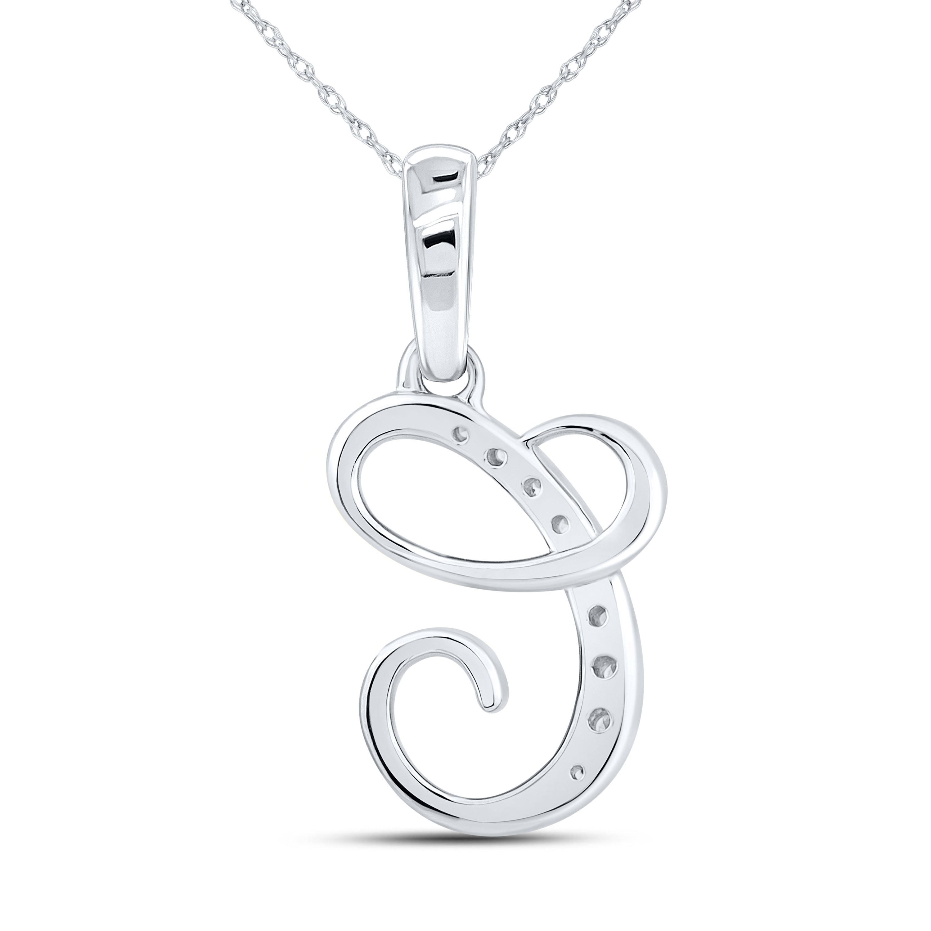 10KT WHITE GOLD 0.04 CTW NATURAL DIAMOND INITIAL C