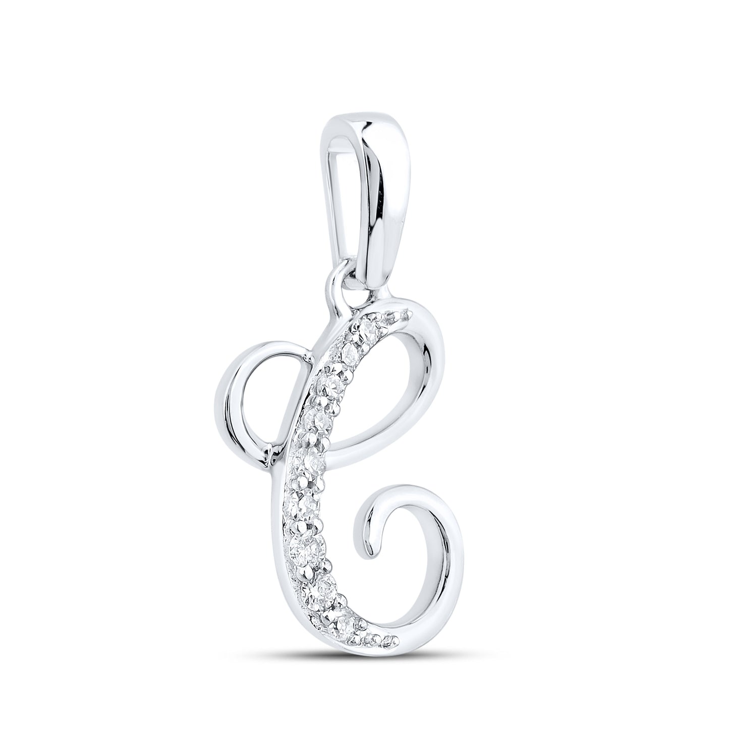 10KT WHITE GOLD 0.04 CTW NATURAL DIAMOND INITIAL C