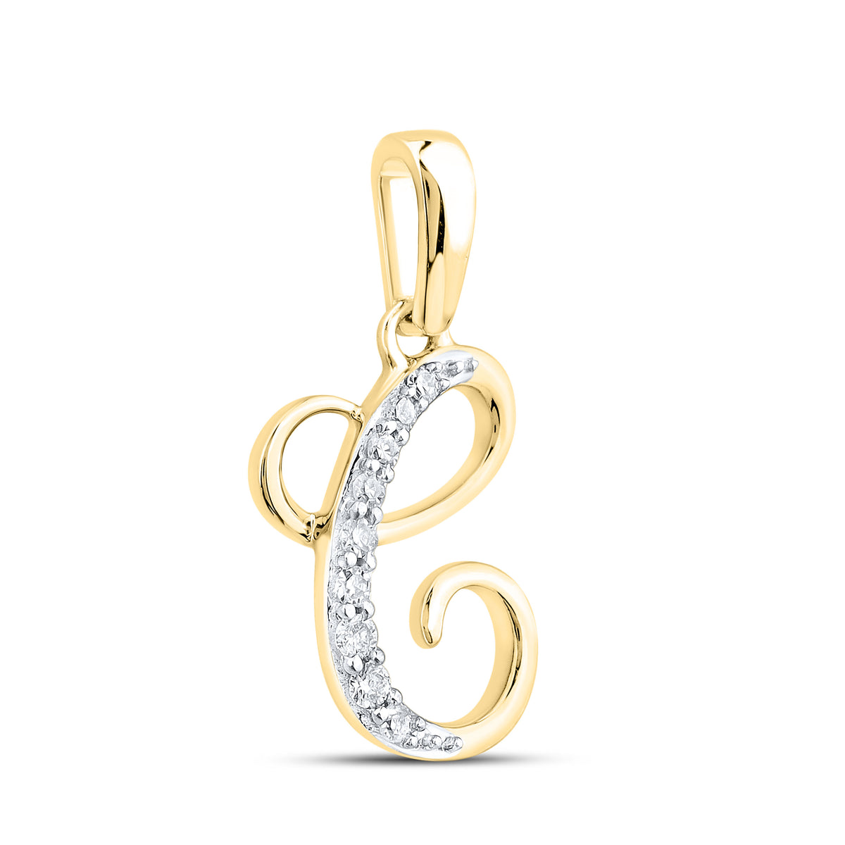 10KT YELLOW GOLD 0.04 CTW NATURAL DIAMOND INITIAL C