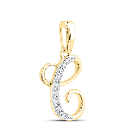 10KT YELLOW GOLD 0.04 CTW NATURAL DIAMOND INITIAL C