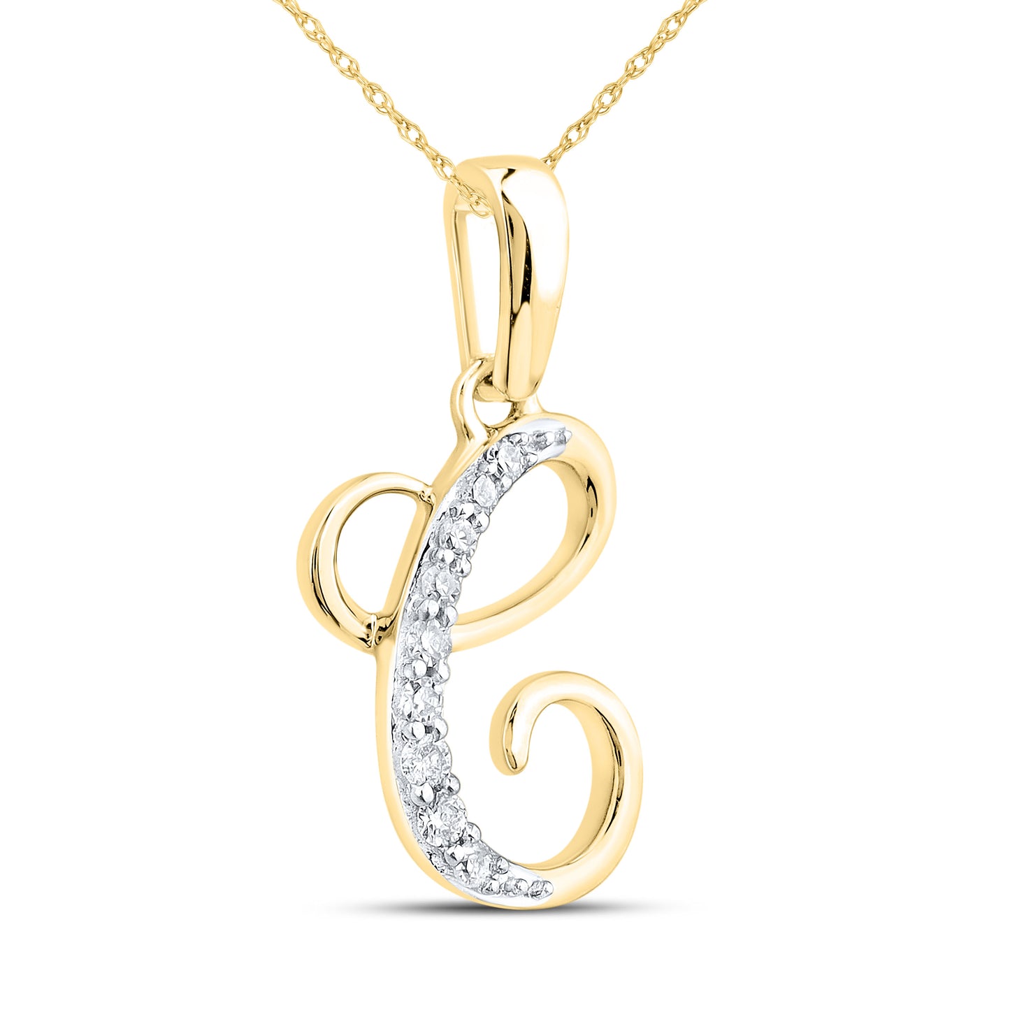 10KT YELLOW GOLD 0.04 CTW NATURAL DIAMOND INITIAL C