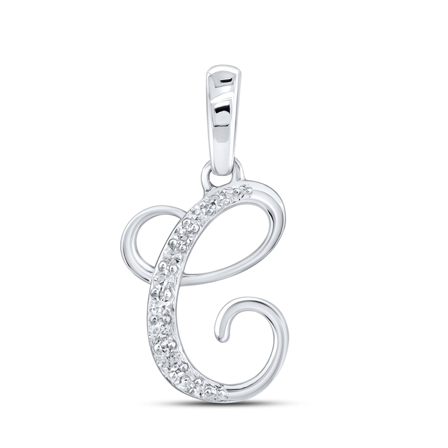 10KT WHITE GOLD 0.04 CTW NATURAL DIAMOND INITIAL C