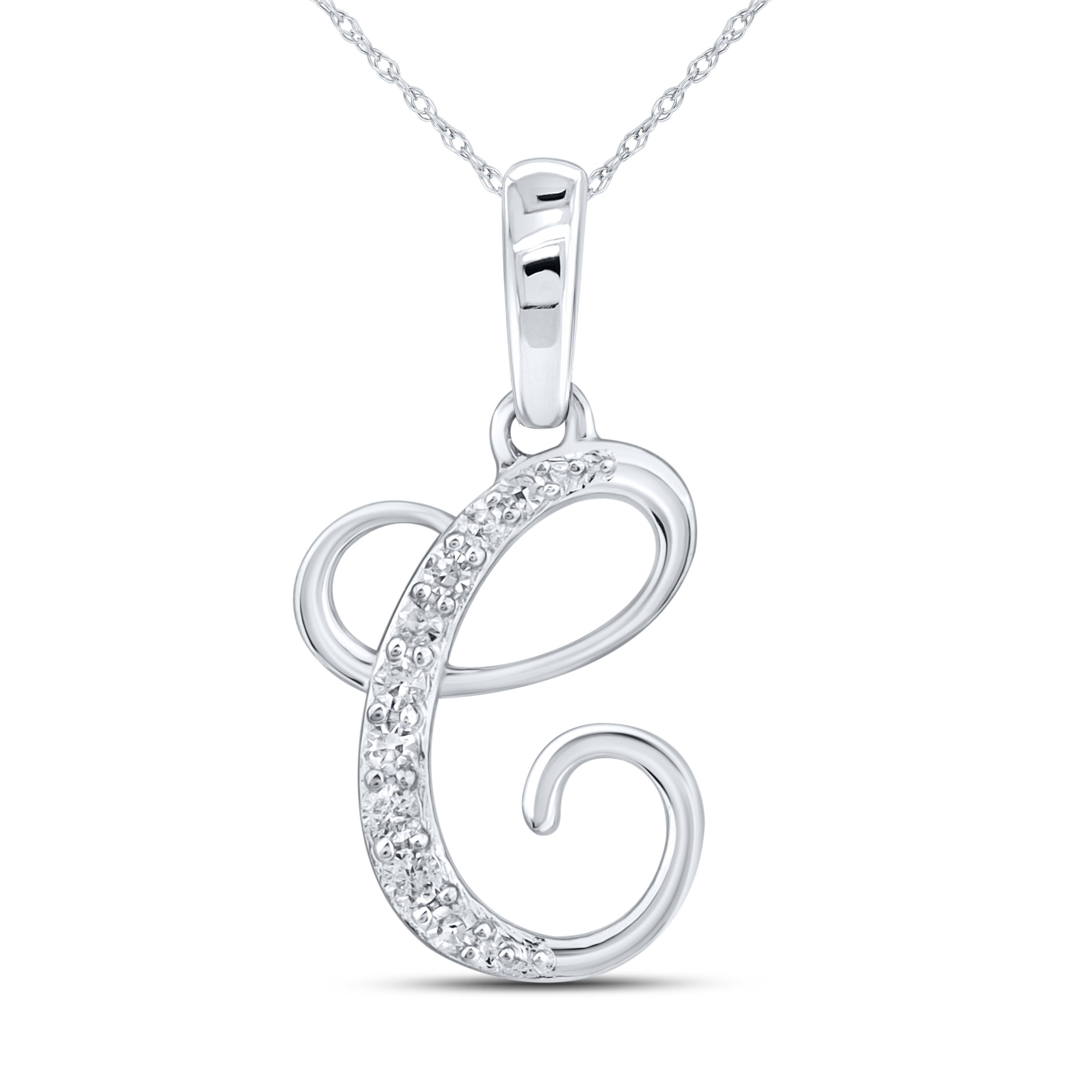 10KT WHITE GOLD 0.04 CTW NATURAL DIAMOND INITIAL C