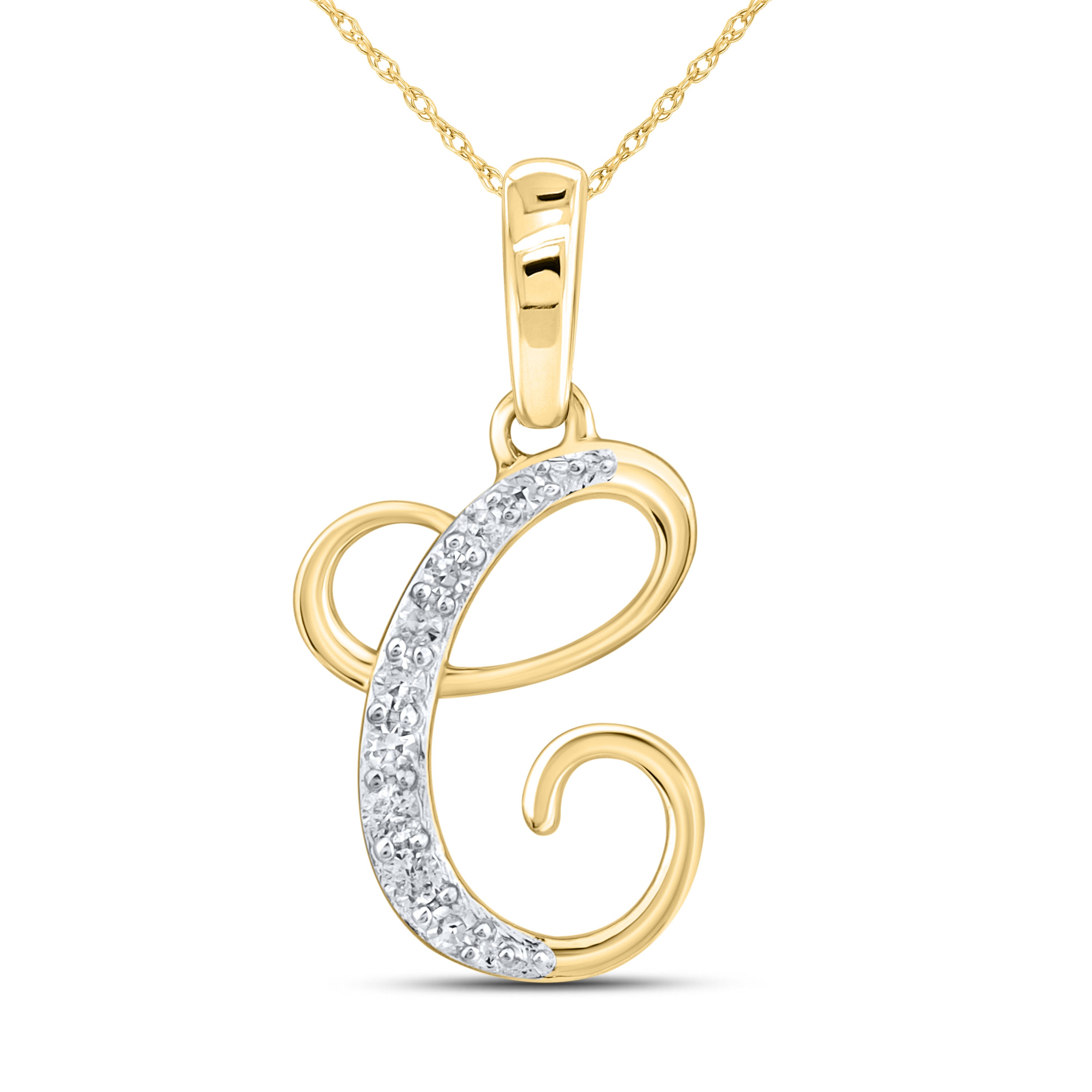 10KT YELLOW GOLD 0.04 CTW NATURAL DIAMOND INITIAL C