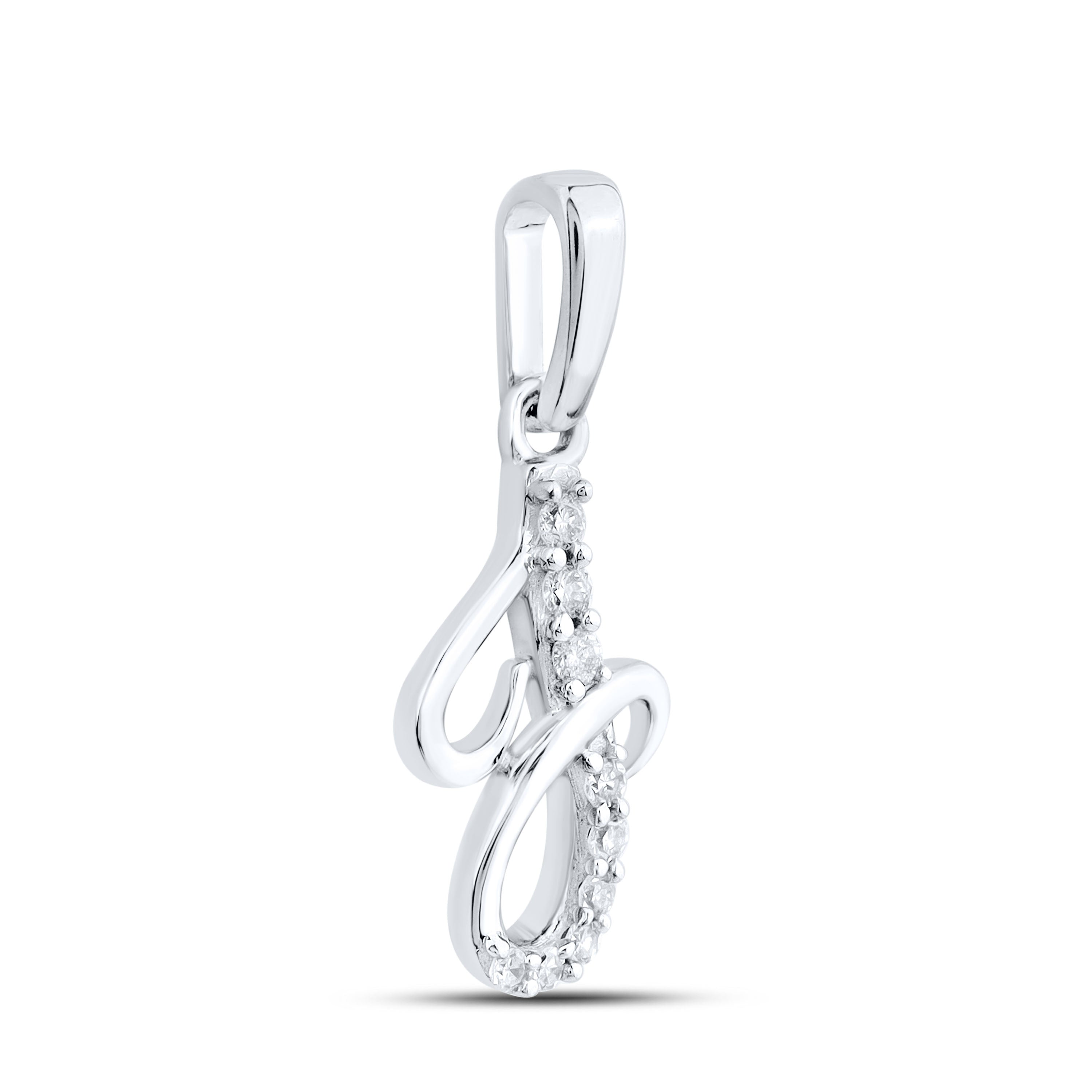 10KT WHITE GOLD 0.04 CTW NATURAL DIAMOND INITIAL J