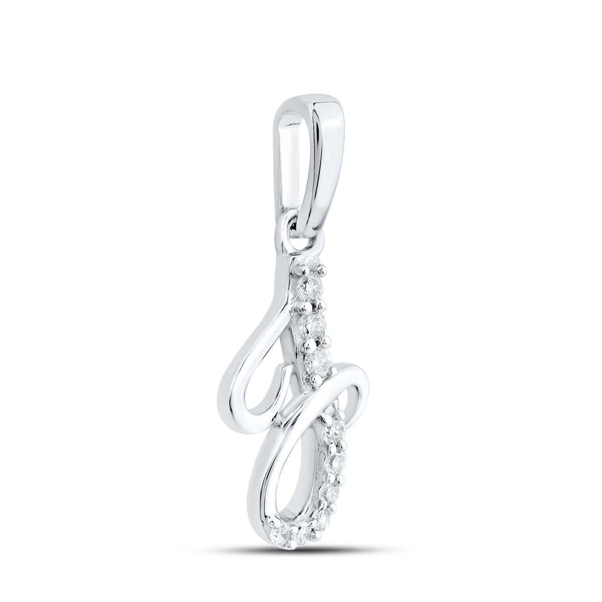 10KT WHITE GOLD 0.04 CTW NATURAL DIAMOND INITIAL J