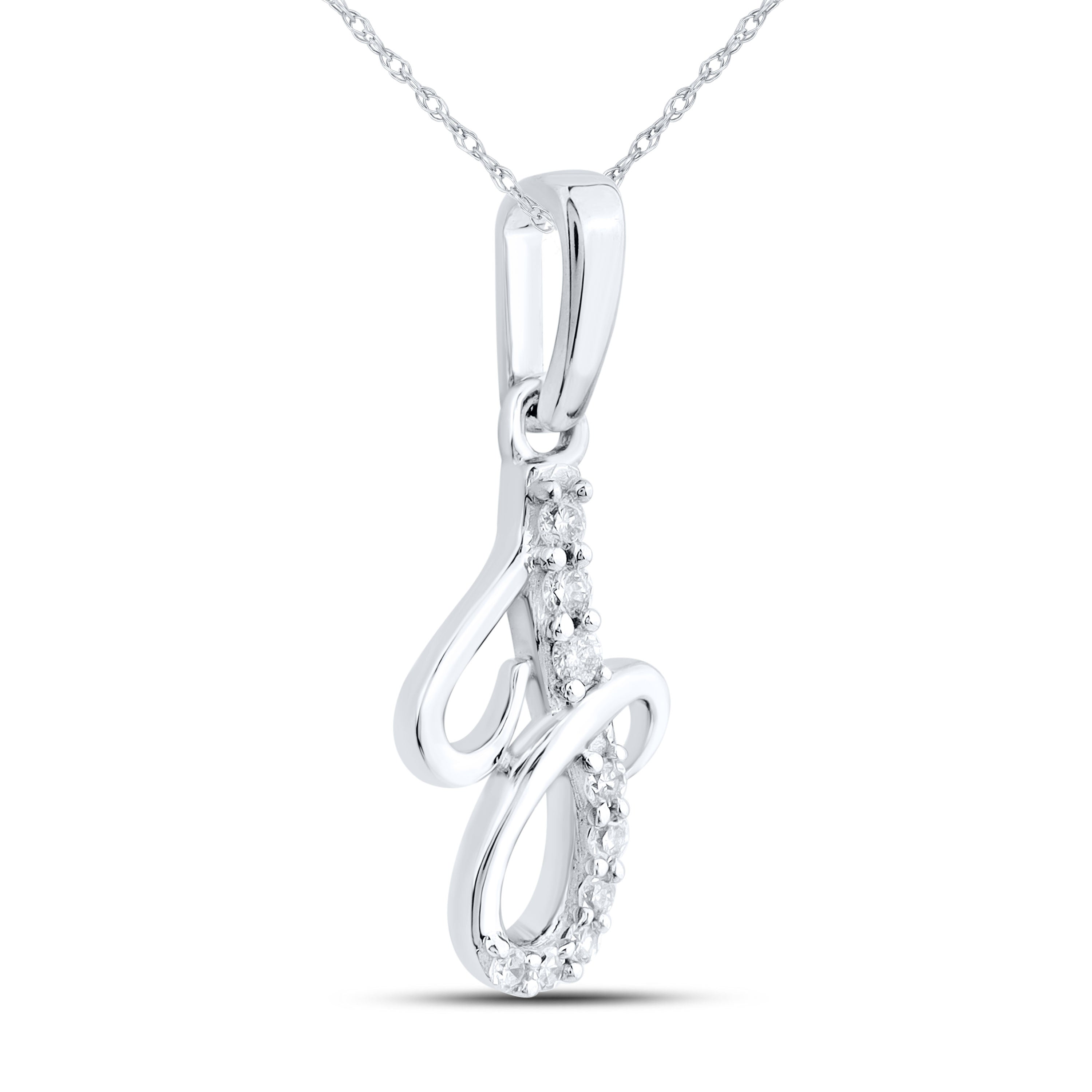 10KT WHITE GOLD 0.04 CTW NATURAL DIAMOND INITIAL J