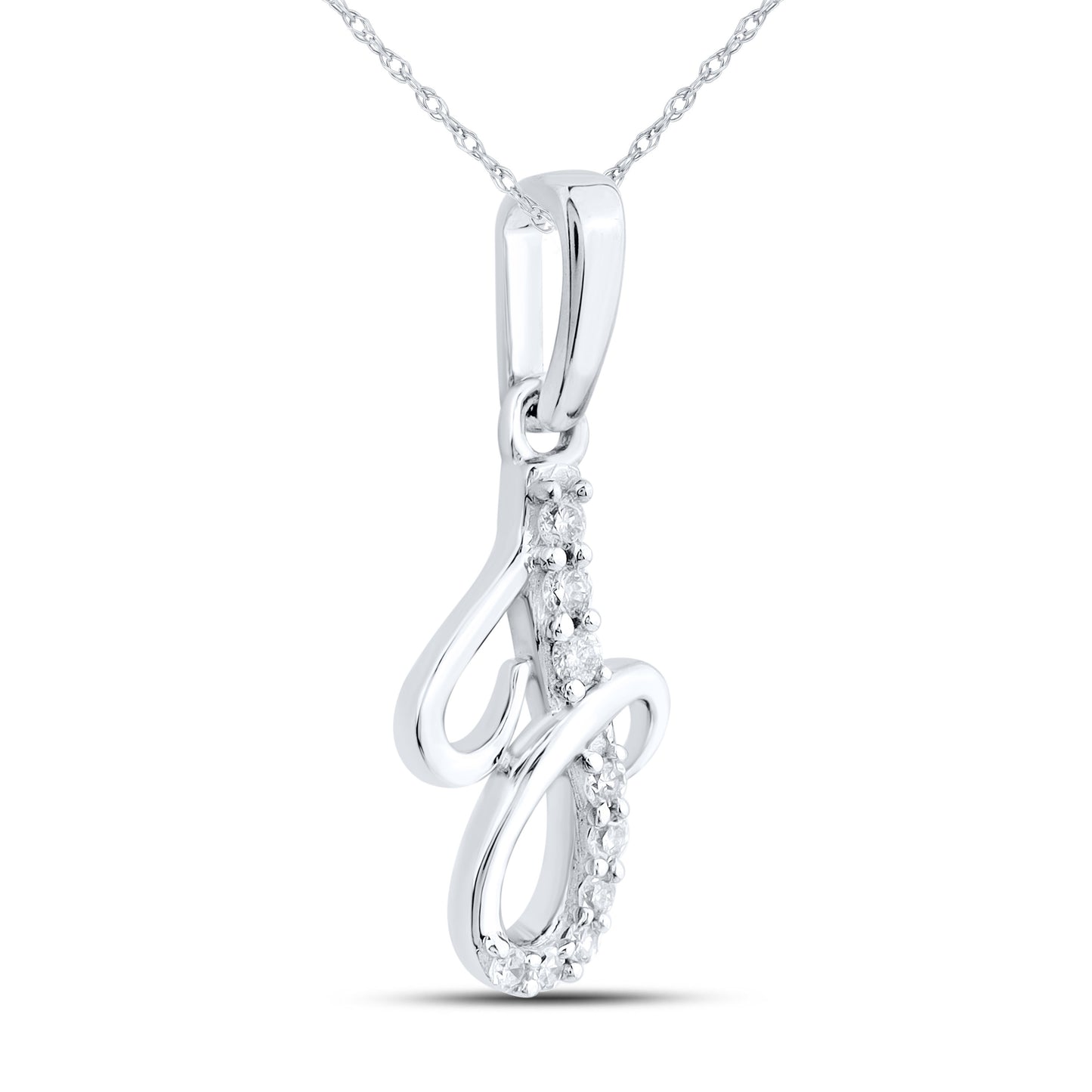 10KT WHITE GOLD 0.04 CTW NATURAL DIAMOND INITIAL J