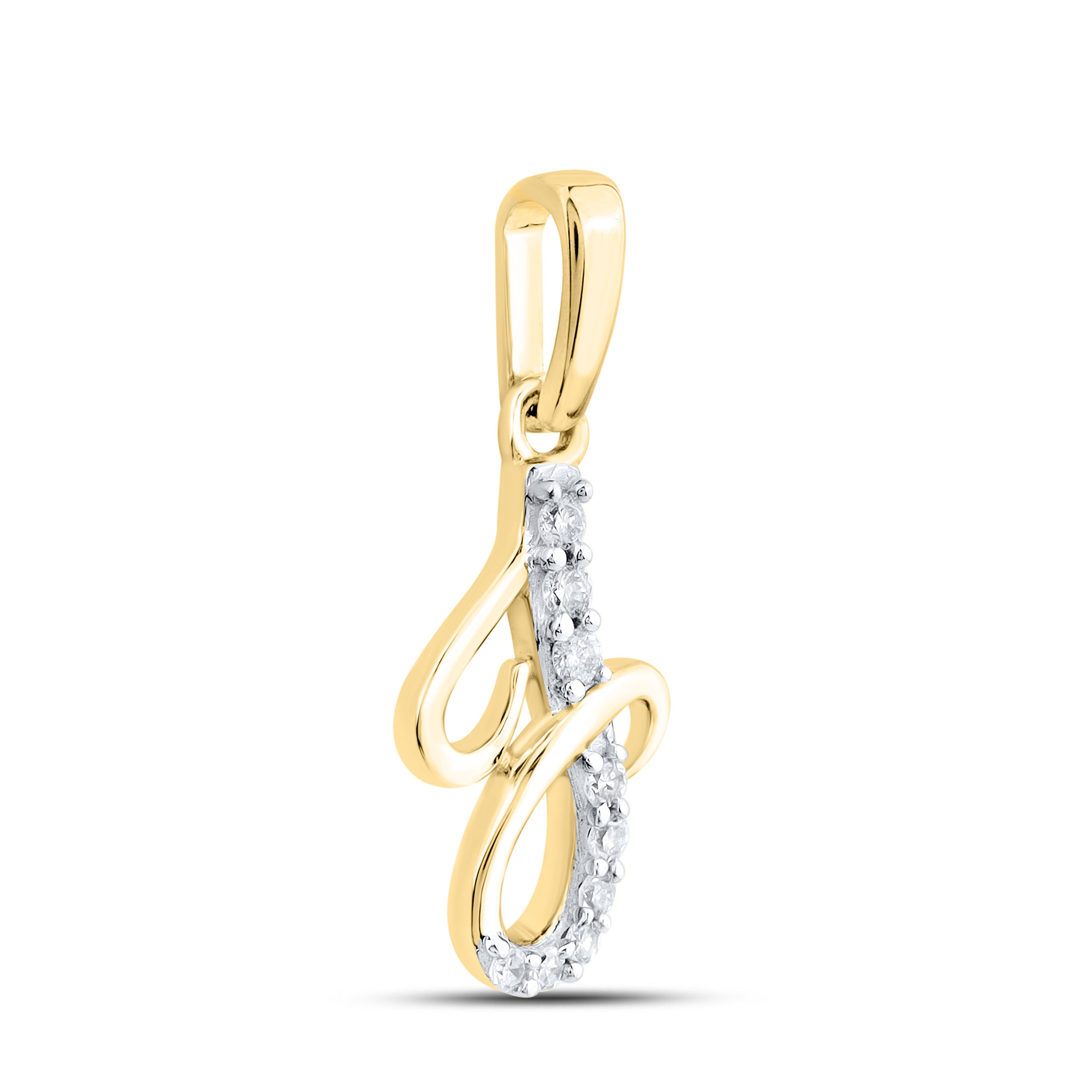 10KT YELLOW GOLD 0.04 CTW NATURAL DIAMOND INITIAL J