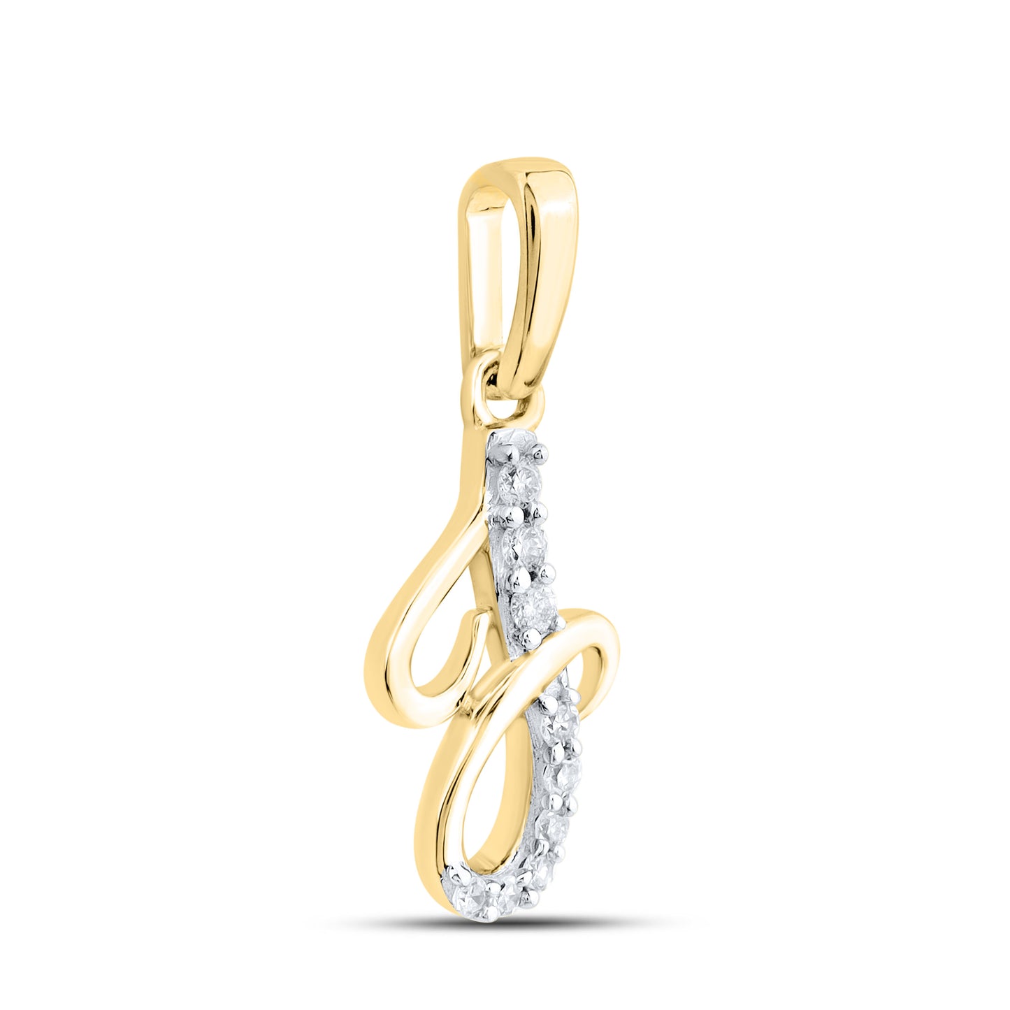 10KT YELLOW GOLD 0.04 CTW NATURAL DIAMOND INITIAL J