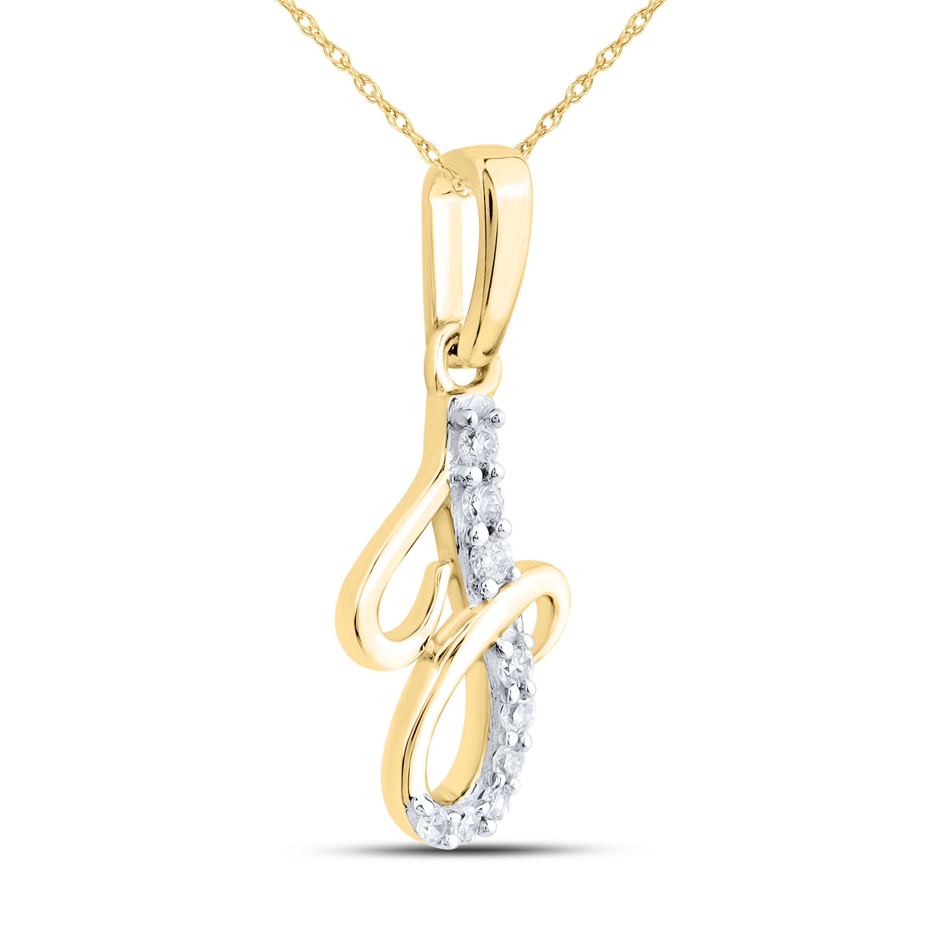 10KT YELLOW GOLD 0.04 CTW NATURAL DIAMOND INITIAL J