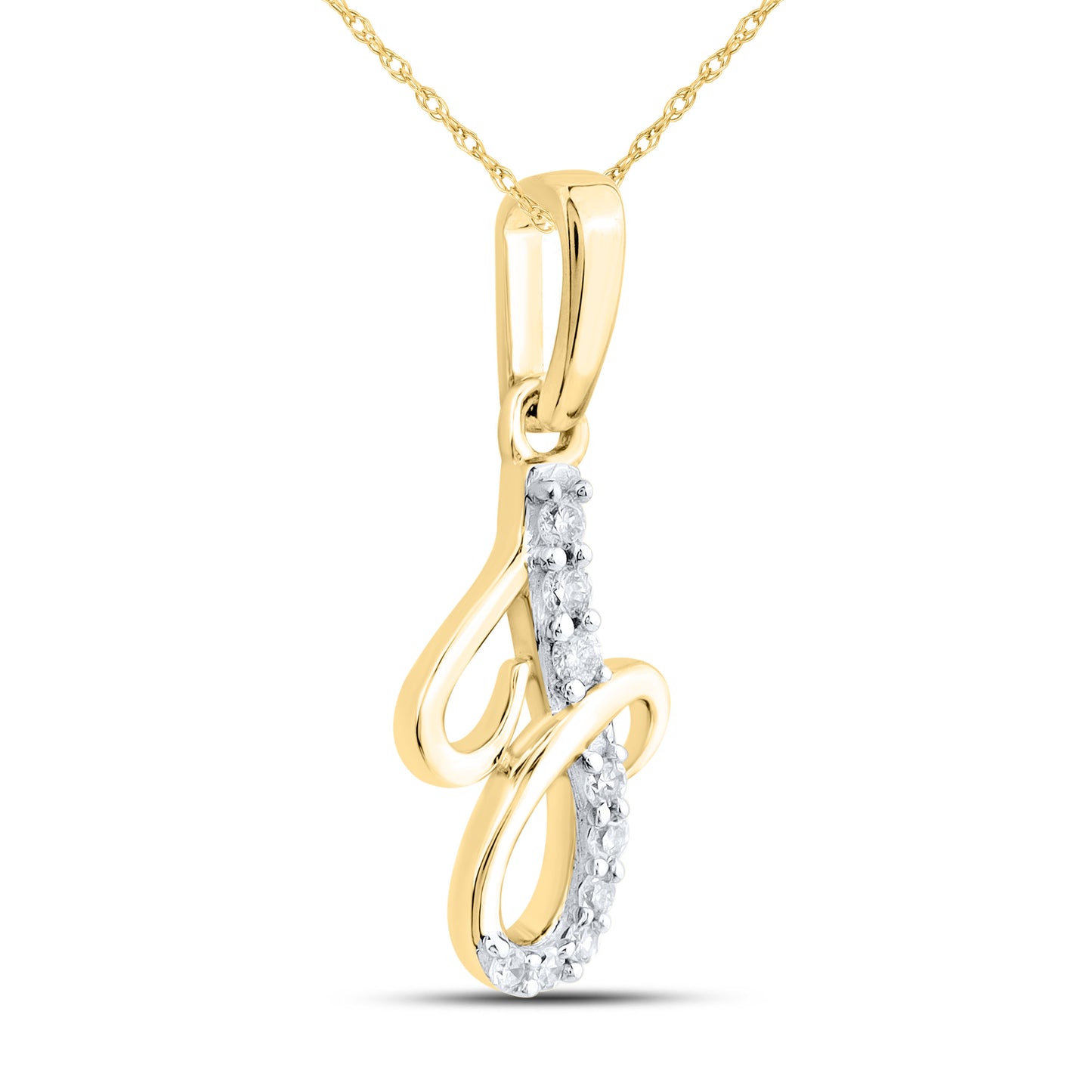 10KT YELLOW GOLD 0.04 CTW NATURAL DIAMOND INITIAL J