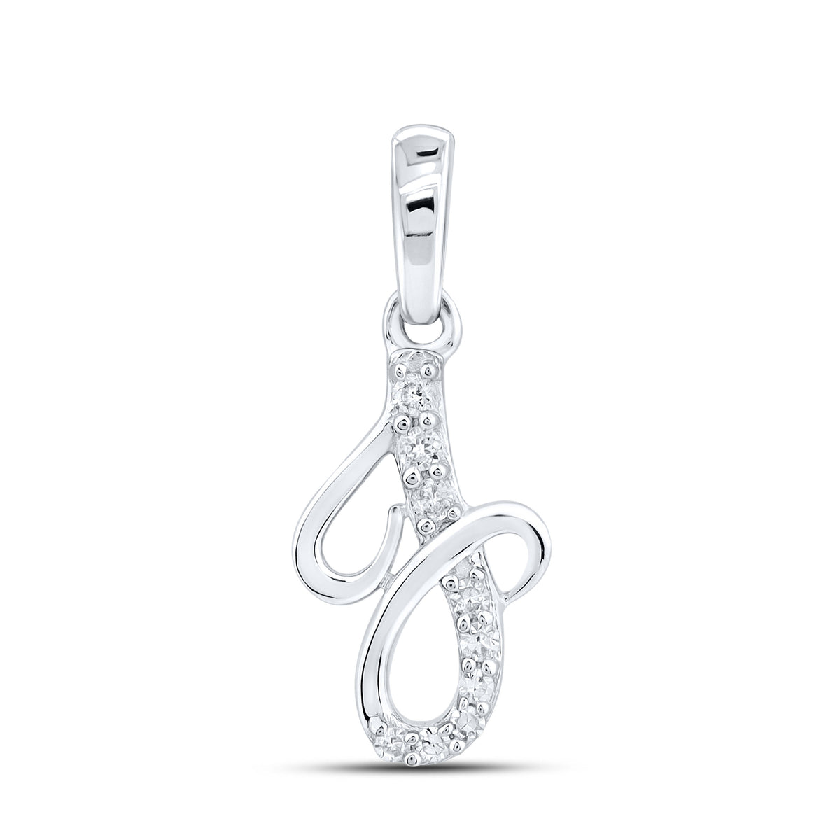 10KT WHITE GOLD 0.04 CTW NATURAL DIAMOND INITIAL J