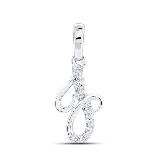 10KT WHITE GOLD 0.04 CTW NATURAL DIAMOND INITIAL J