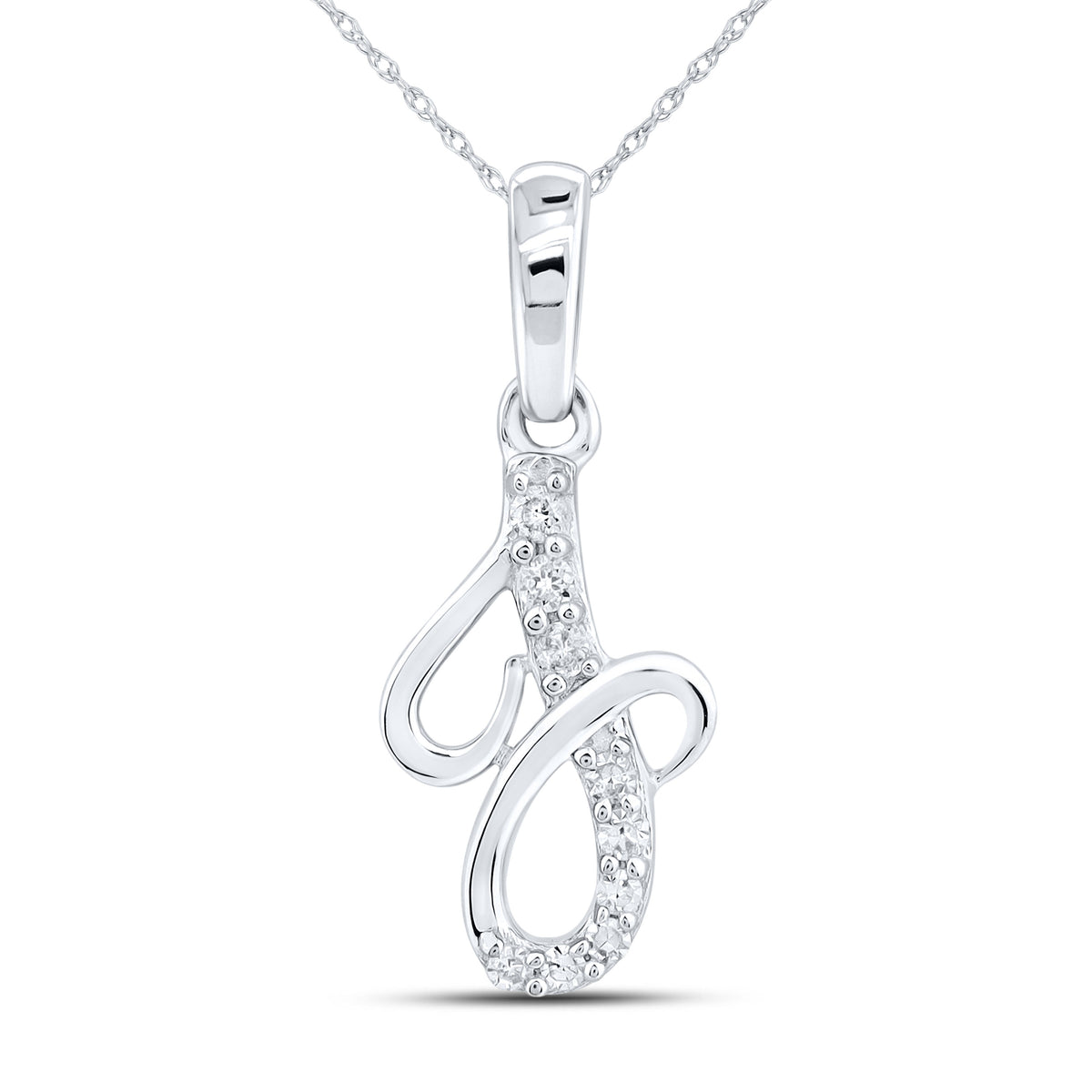 10KT WHITE GOLD 0.04 CTW NATURAL DIAMOND INITIAL J