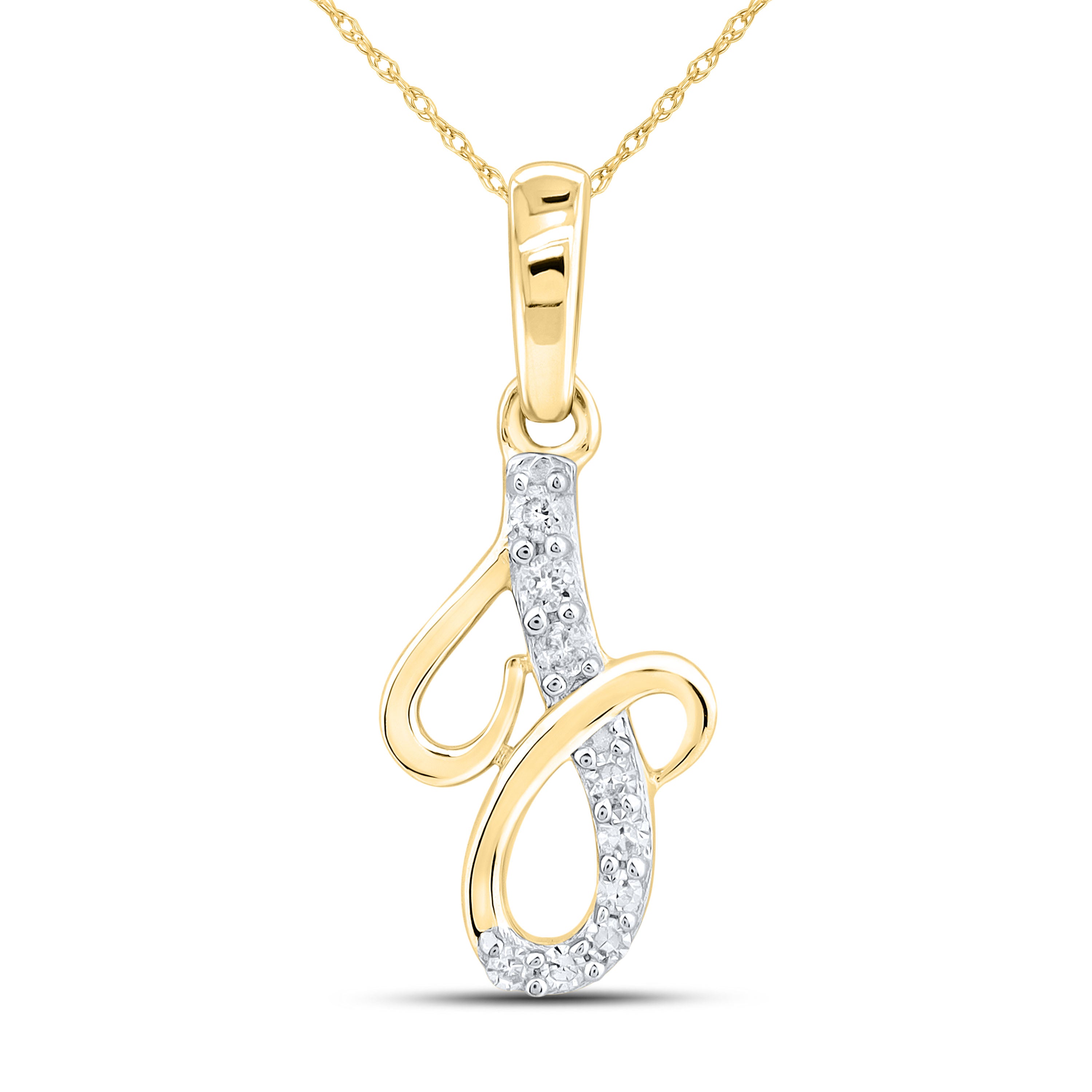 10KT YELLOW GOLD 0.04 CTW NATURAL DIAMOND INITIAL J
