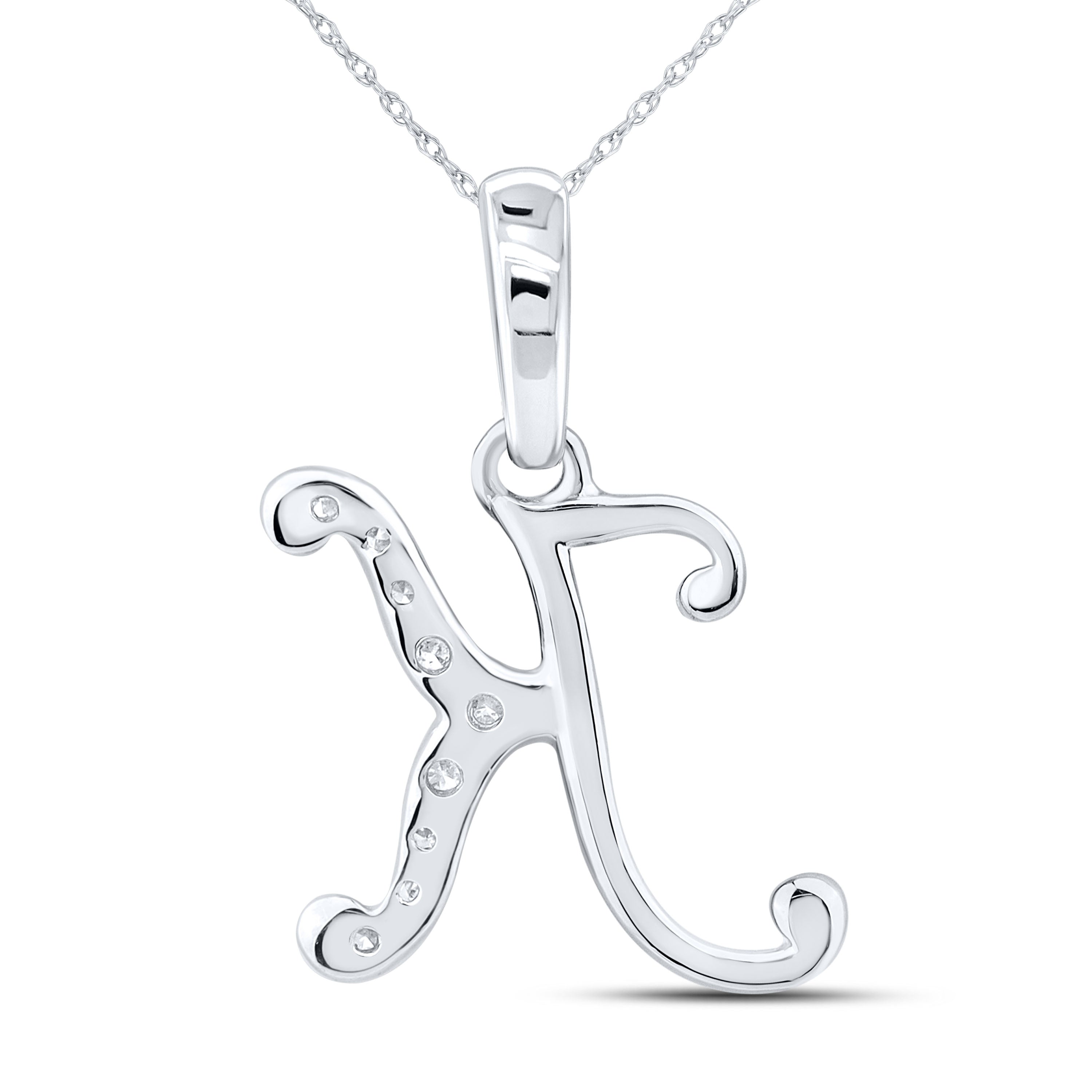 10KT WHITE GOLD 0.04 CTW NATURAL DIAMOND INITIAL K