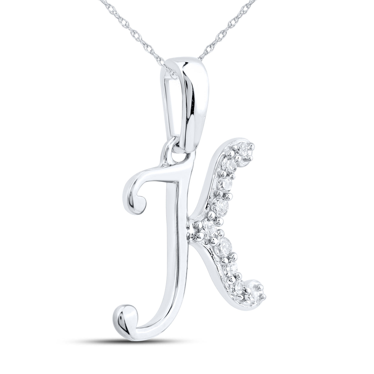 10KT WHITE GOLD 0.04 CTW NATURAL DIAMOND INITIAL K