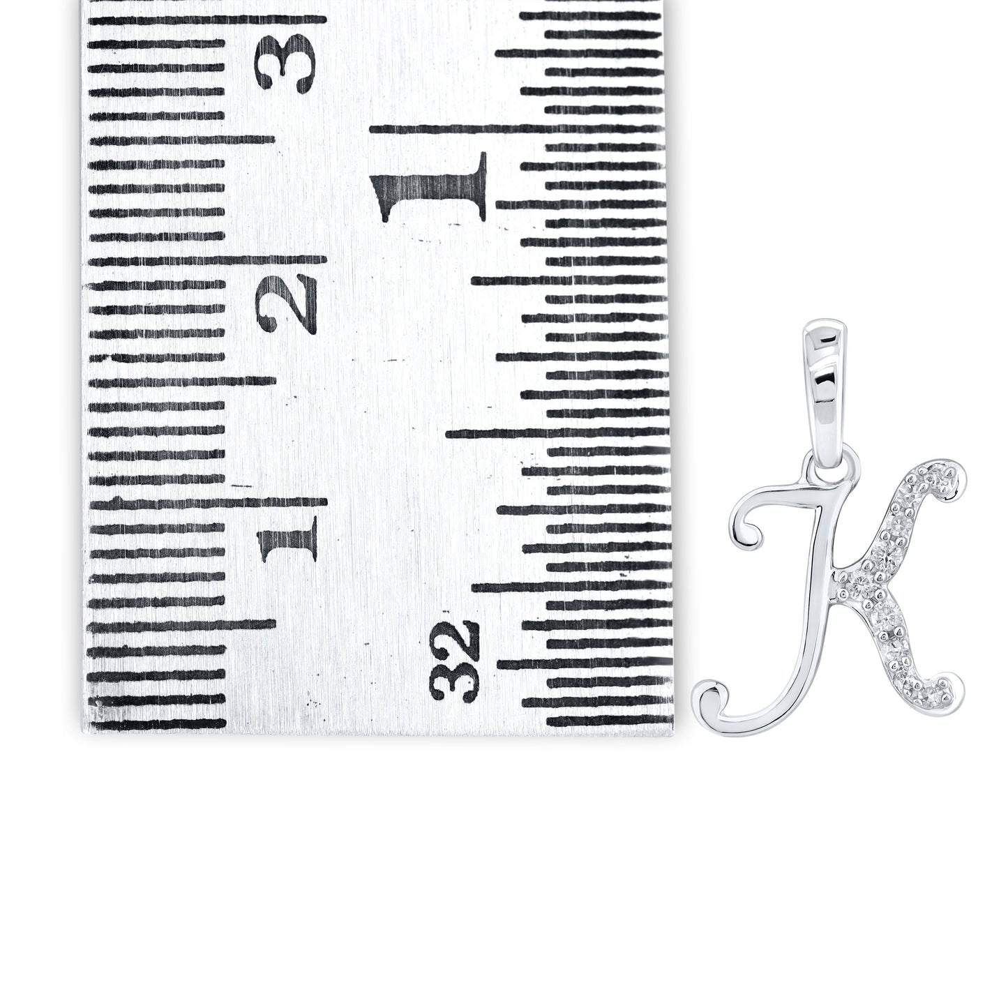 10KT WHITE GOLD 0.04 CTW NATURAL DIAMOND INITIAL K