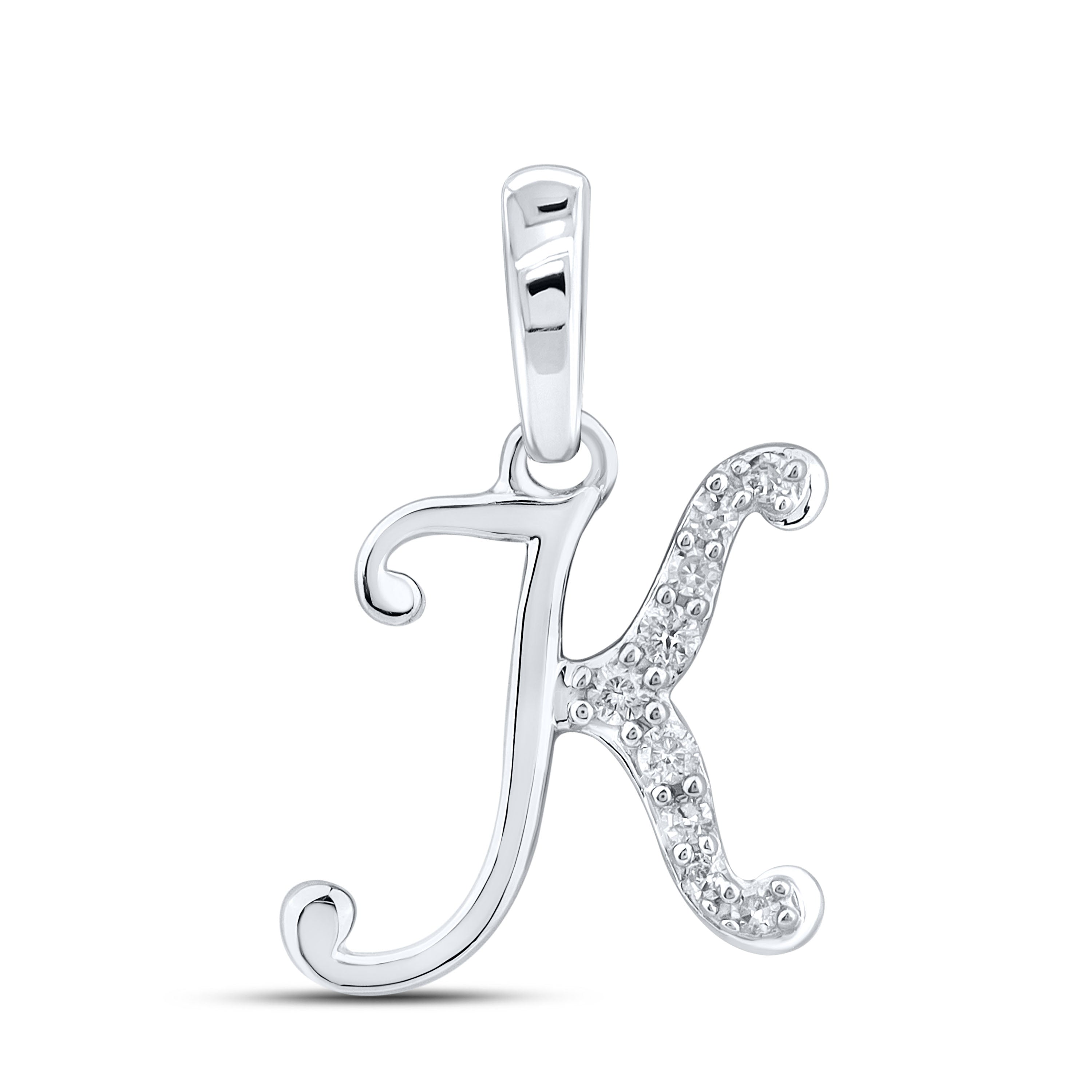 10KT WHITE GOLD 0.04 CTW NATURAL DIAMOND INITIAL K