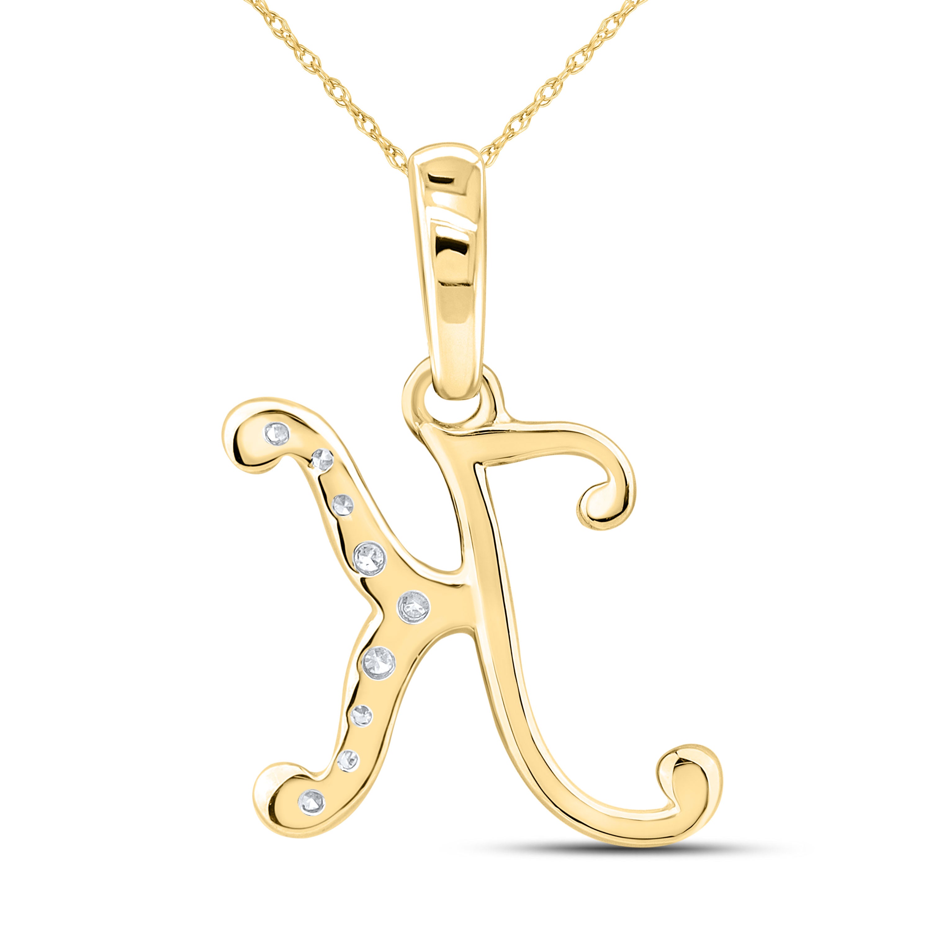 10KT YELLOW GOLD 0.04 CTW NATURAL DIAMOND INITIAL K